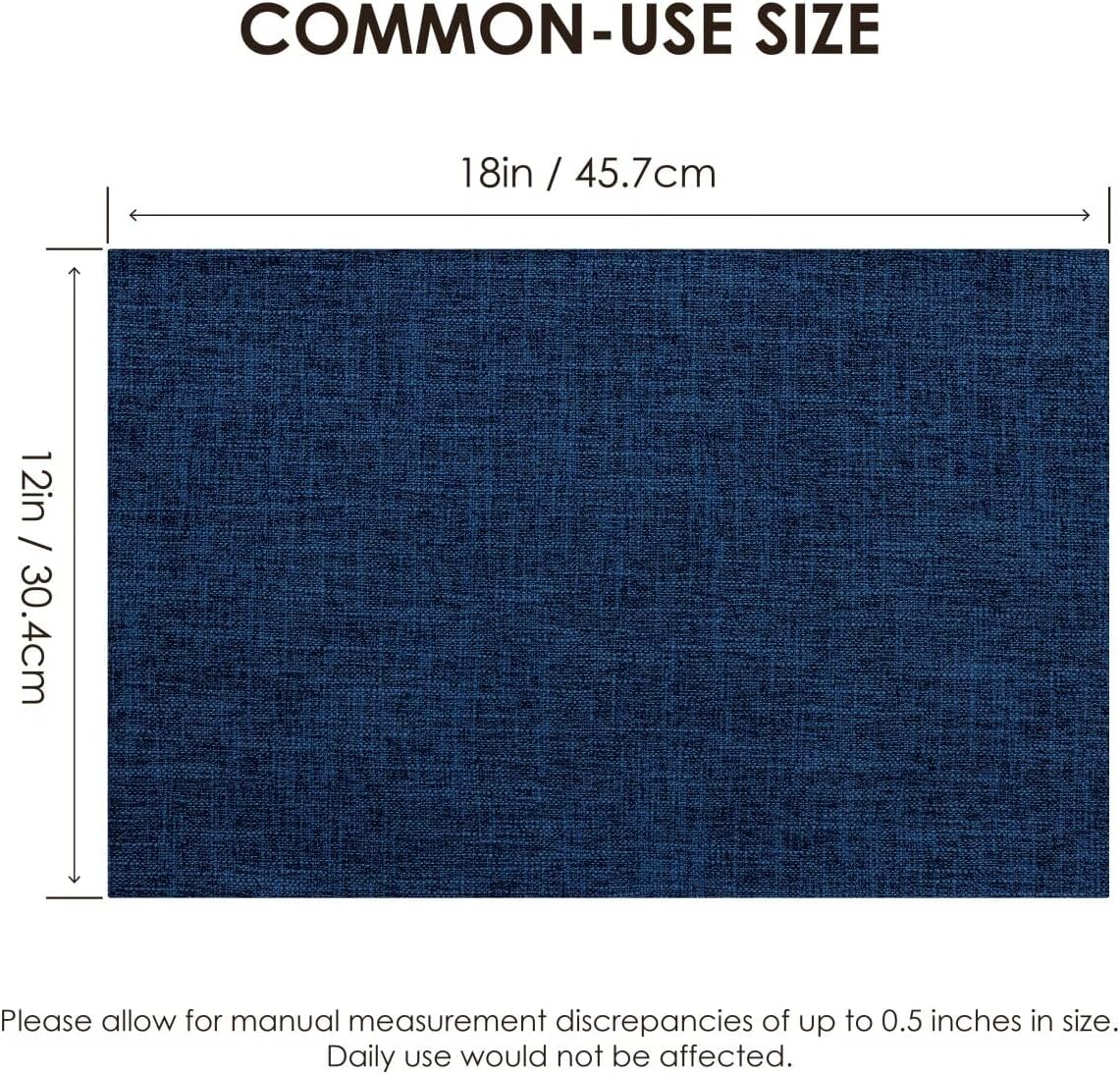 Placemats Set of 4, Bilayer Thickened Linen Place Mats Heat Resistant Machine Washable Wrinkle Free Carefully Selected Polyester Mats for Kitchen/Dining/Coffee Table (Navy Blue)