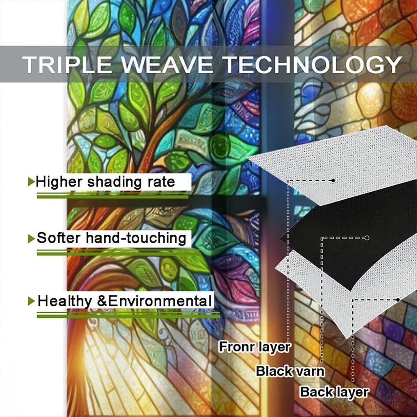 Stained Glass Curtains,Tree of Life Colorful Abstract Art Home Decor Drapes for Bedroom Living Room Kitchen Window Treatment 2 Panels Set Total Size 63" W X 72" L Inch