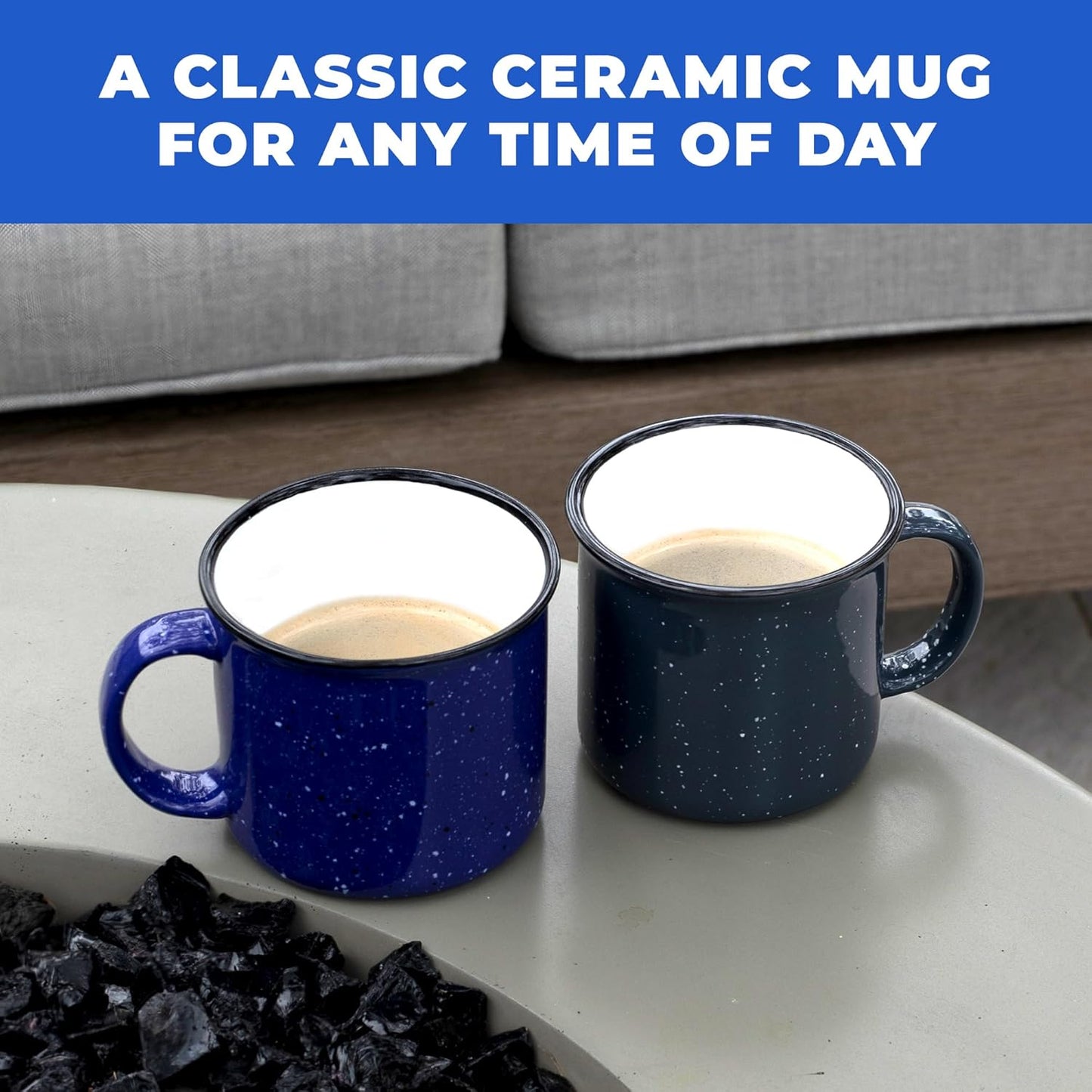 Set of 16 Ceramic Campfire Mugs – 15 Oz, White – Coffee & Tea Cups for Home, Work, Travel, Camping – Customizable, Great for DIY, Events, Companies