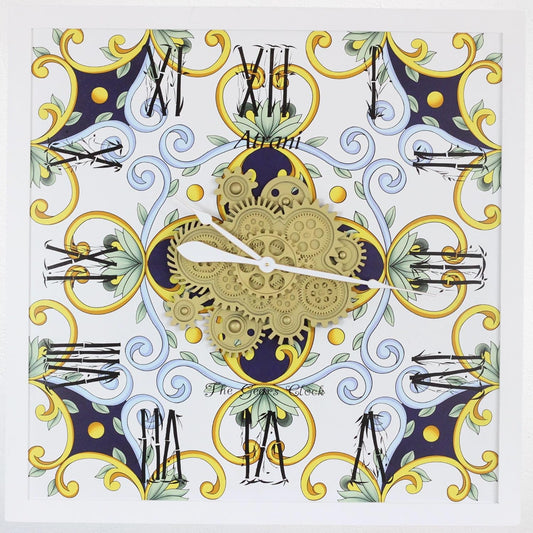 The Gears Clock Wall Clock Italy Collection with Moving Gears (Atrani, 36 inch Square)
