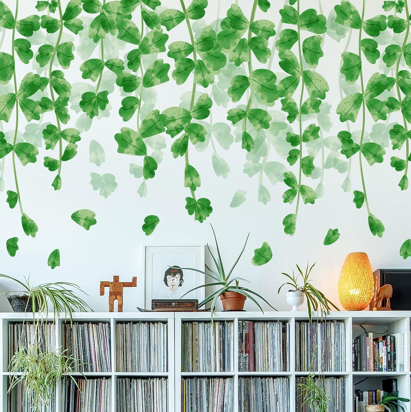 Amaonm Creative Removable Rainforest Plants Wall Decals Hanging Green Leaves and Vines Wall Stickers 3D Home Wall Corner Background Decoration Decor for Kids Girls Bedroom Nursery Offices Living Room