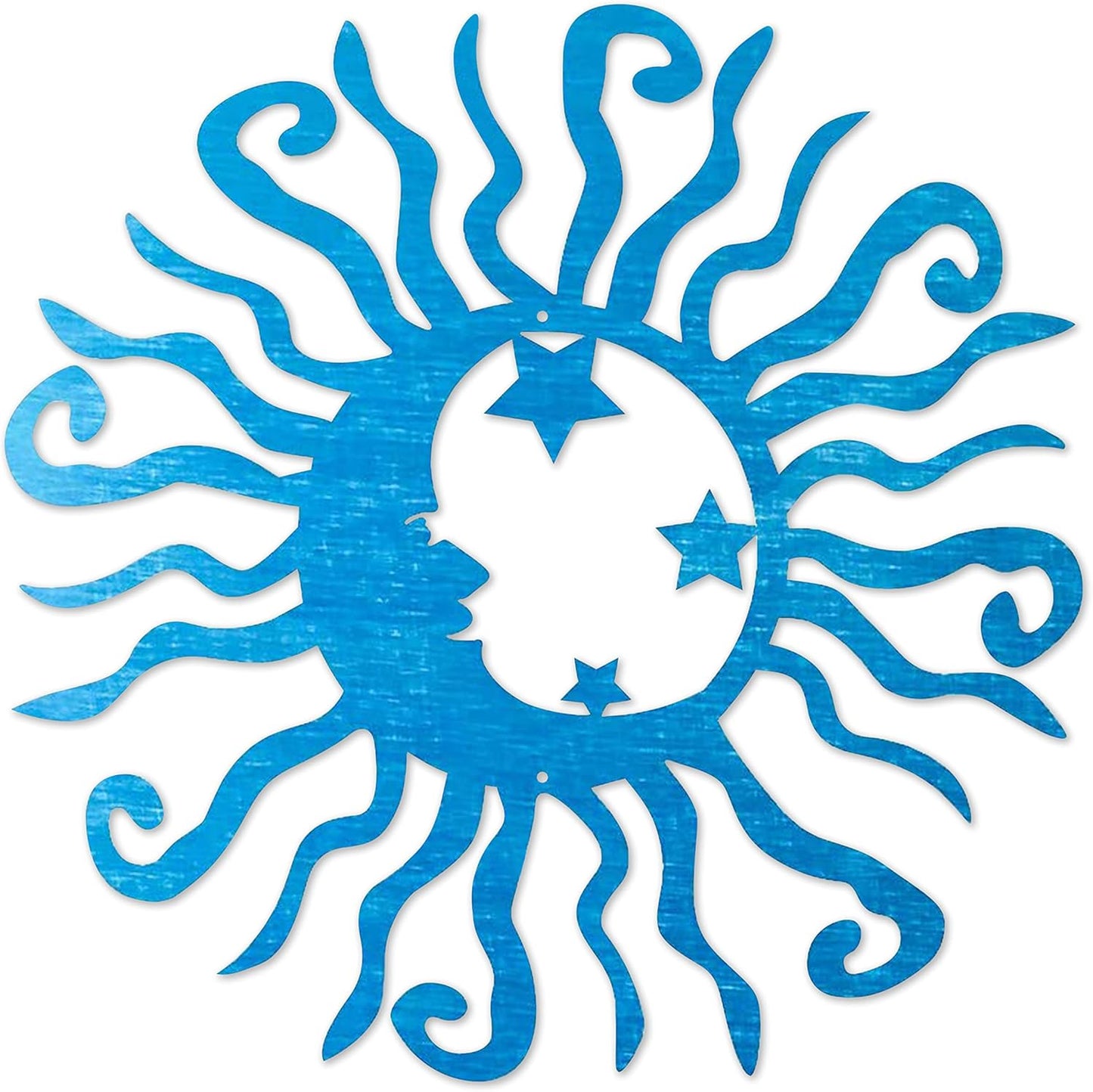 Riverside Designs Wacky Solar Moon Metal Wall Art Steel Outdoor Decor | Heavy-Duty and Waterproof | Made in USA (Teal, 12L x 12W)