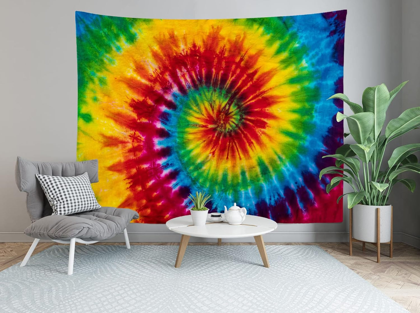 Loccor 15x8ft Tie Dye Tapestry Colorful Red Blue Yellow Green Orange Purple Retro Abstract Psychedelic Swirl Wall Hanging for Living Room Bedroom Dorm Home Decor （Pattern Painted on Polyester Fabric）
