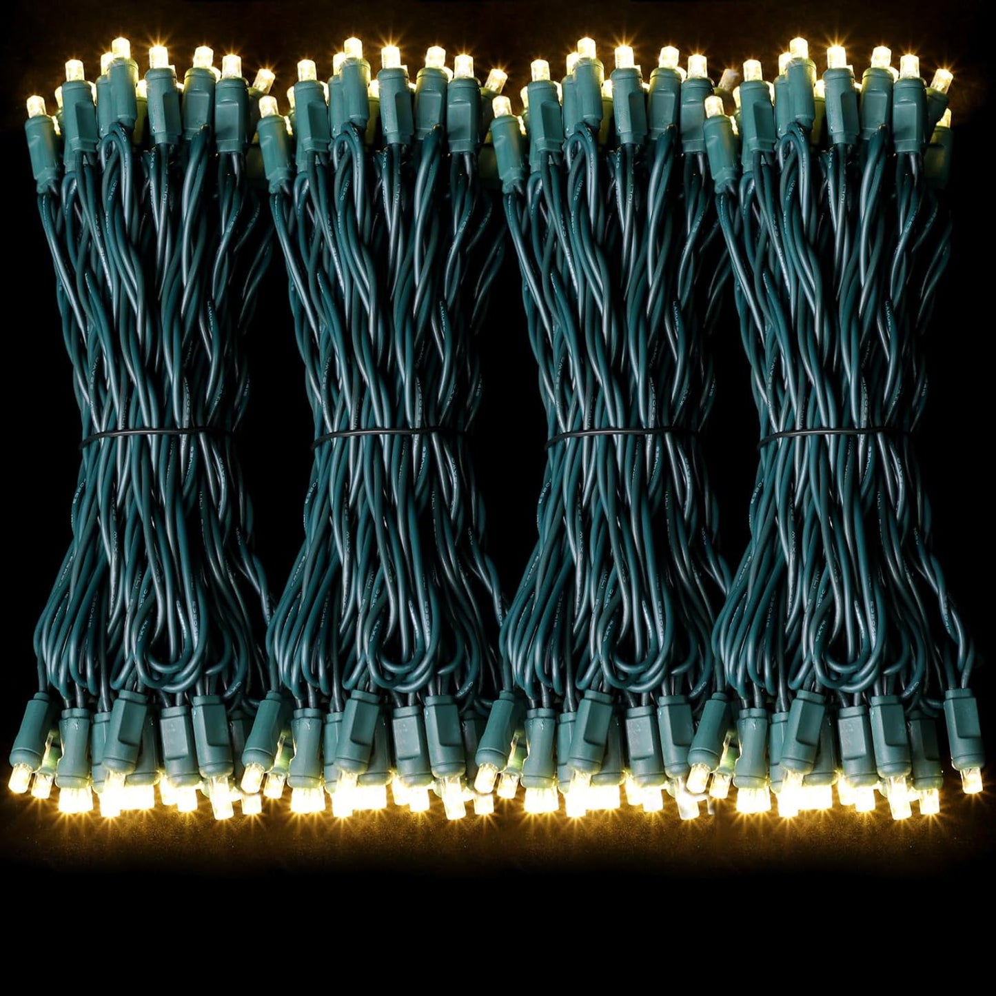 200LED (4pk of 50L) String Lights, LED Christmas Lights, 6" SPACING,Green Wire,Warm White