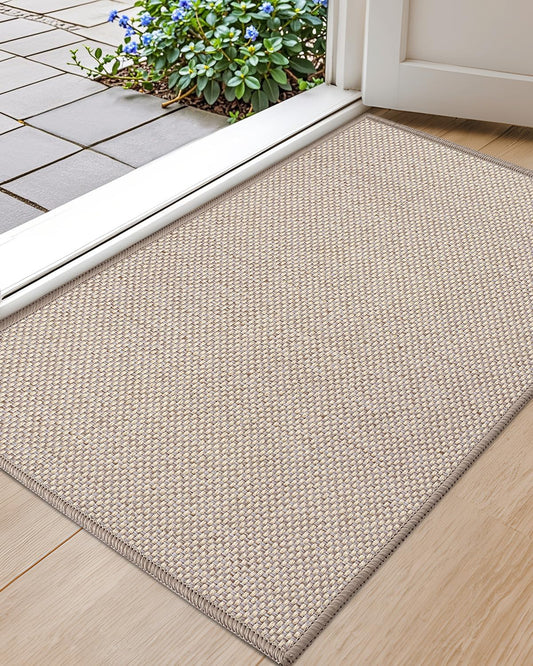 Color&Geometry Front Door Mat Indoor 24"x36", Ultra Non Slip Rubber Backed Dirt Trapper, Low Profile Thin washable, Easy Clean Entry Entryway Rug Door Mat Indoor Entrance, Khaki (Rolled-up NO Creases)
