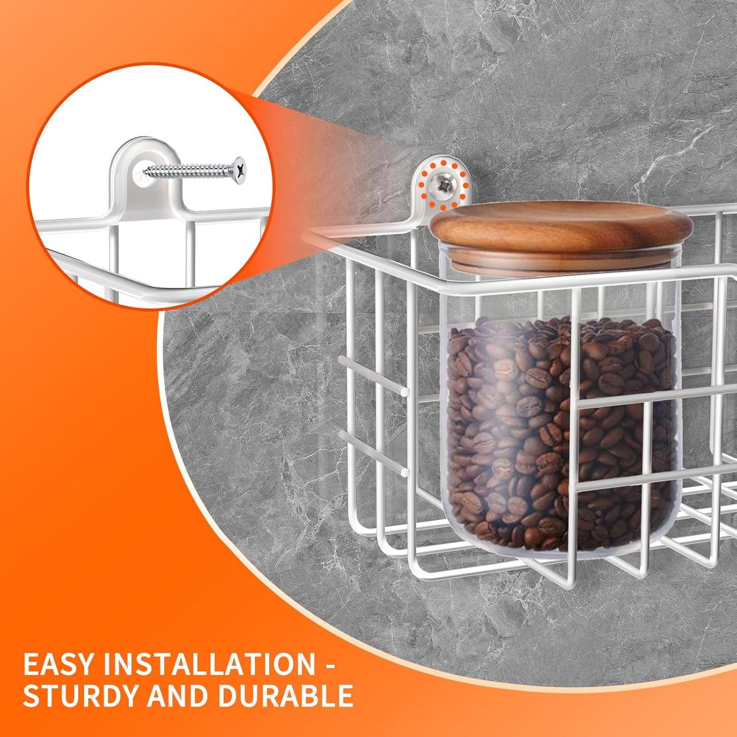 Spice Rack, 4-Pack Seasoning Organizer Wall Mount for Kitchen Storage Organization, Spice Holder Metal Shelf Saving Space for Cabinet, RV, Pantry, White