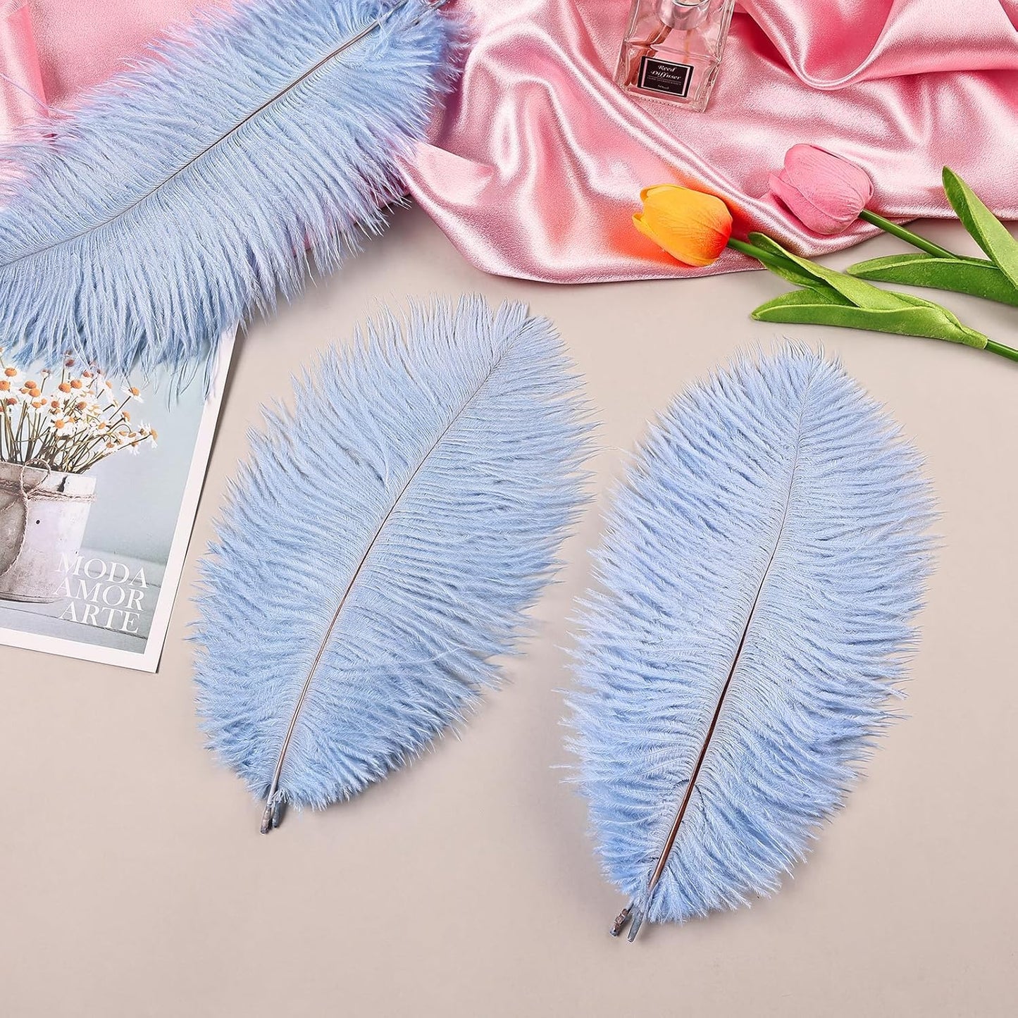 THARAHT Light Purple Ostrich Feathers 12pcs Natural Bulk 10-12Inch 25cm-30cm for Crafts Wedding Party Centerpieces Easter Gatsbi and Home Decoration Feathers