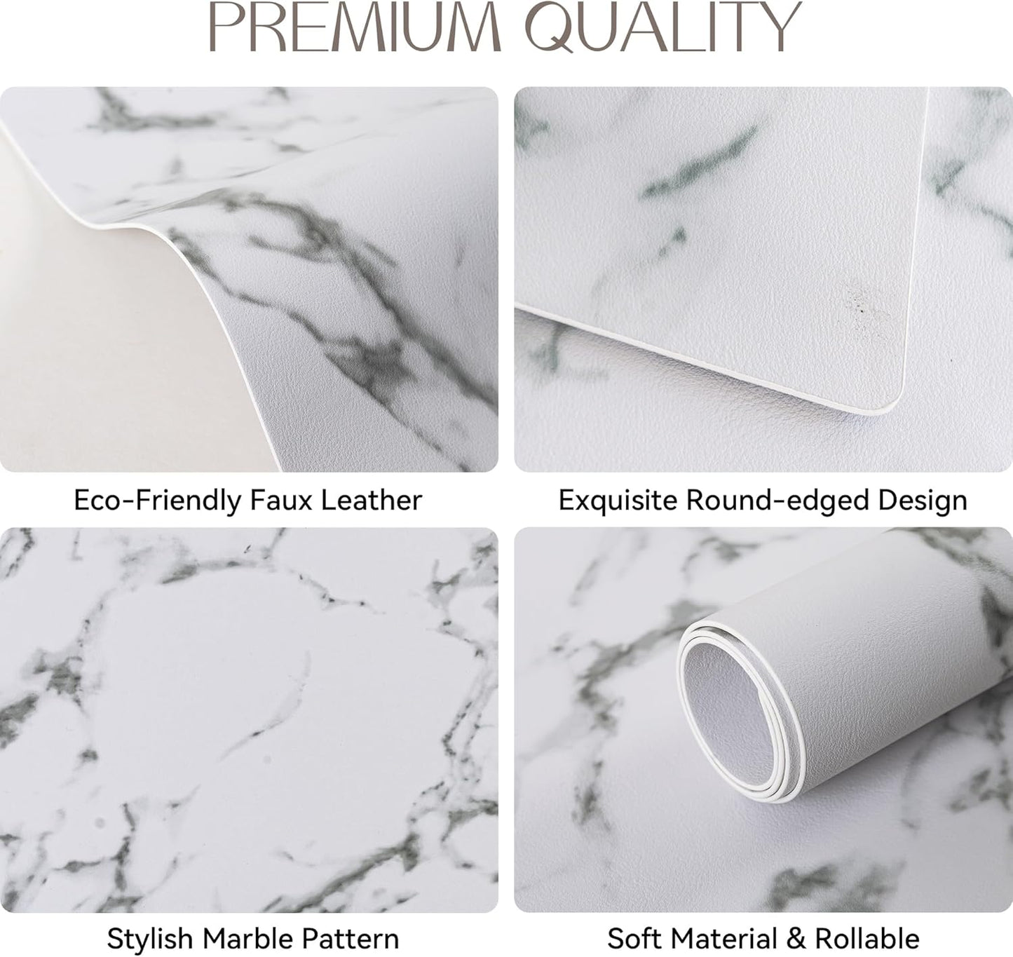 Romanstile Vinyl Placemats Set of 12-12 X 18 Inch - Heat Resistant Place Mats 100% Waterproof Oilproof Wipeable Reversible Faux Leather Table Mats for Kitchen/Dining/Party/Outdoor, Marble