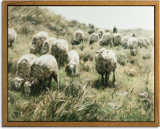 Framed Wall Art, Canvas Wall Art for Living Room Decor,Wall Decor Aesthetic, Country Nature Landscape Painting for Bedroom Bathroom Office Home Decor