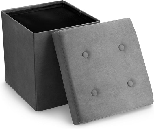 Sorbus Storage Ottoman Bench – Collapsible/Folding Bench Chest with Cover – Perfect Toy and Shoe Chest, Hope Chest, Pouffe Ottoman, Seat, Foot Rest, – Contemporary Faux Suede (Gray)