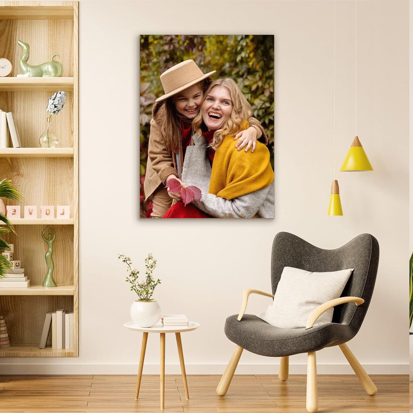 Custom Canvas Prints with Your Photos- Personalized Print Canvas Pictures, Custom Wall Art Gift for Living Room, Bedroom, Wedding Family Baby Pets Framed 8 x 12 inche