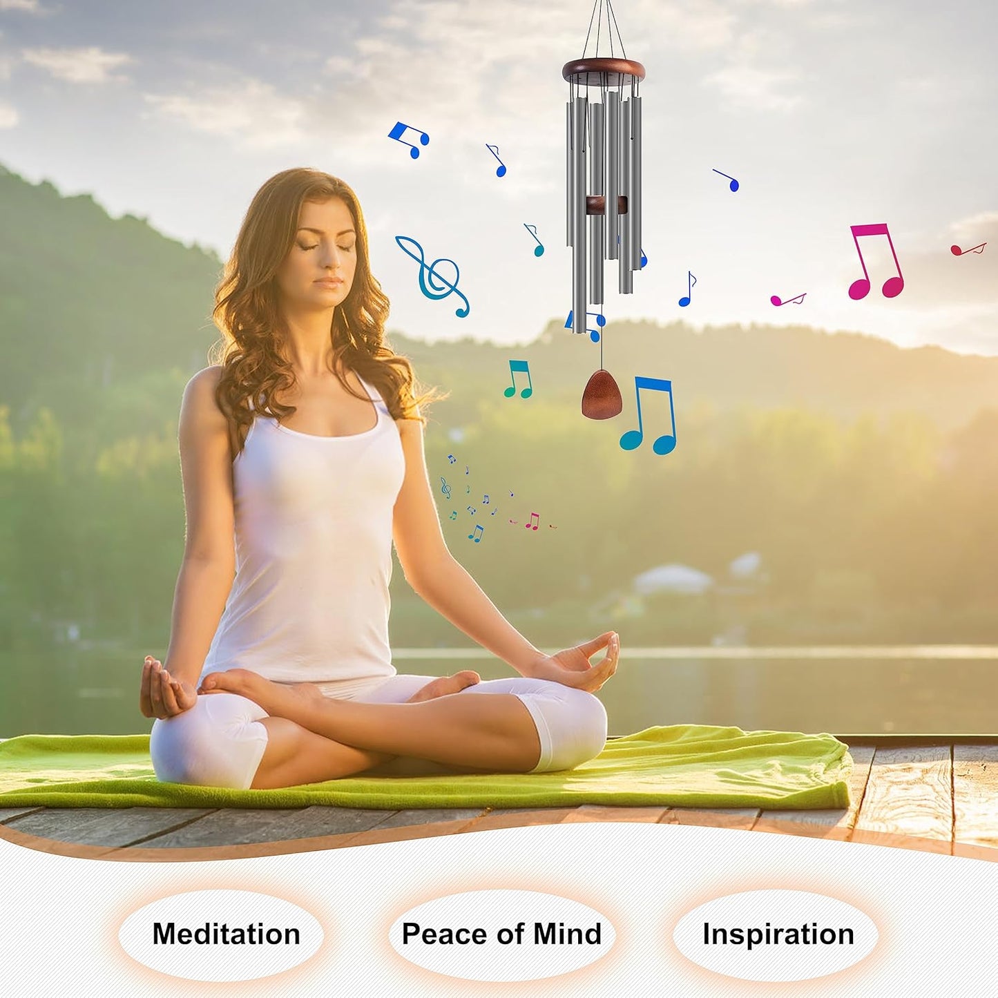 Large Aluminium Wind Chimes 37 Inches to Create a Zen Atmosphere Suitable for Outdoor, Garden, Patio Decoration. Classic Wind Chimes with Wind Catcher Suitable as A Gift for Unisex,Silver Grey