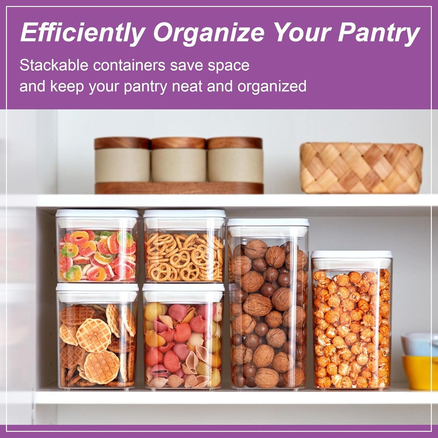 Amazing Abby - Carol - 96-Ounce Acrylic Canister (Set of 3), Plastic Airtight Food Container, Stackable for Pantry Storage, BPA-Free and Shatter-Proof, Perfect for Home and Commercial Use