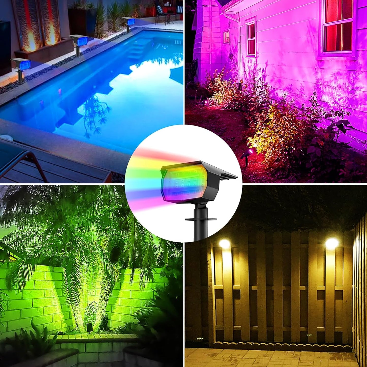 nipify 10 Pack Solar Spot Lights Outdoor Color Changing, 7 Modes Halloween RGB Solar Powered Waterproof Spotlight, Landscape Lighting for Outside Yard Garden Pathway