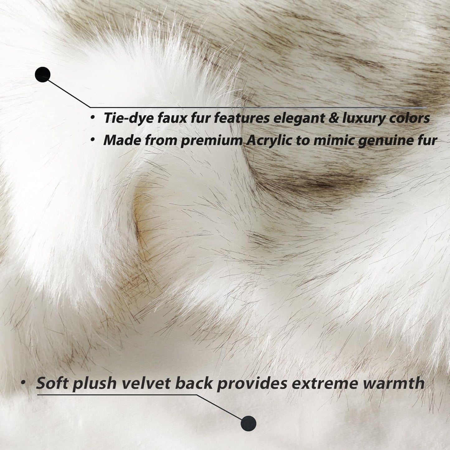BATTILO HOME Luxury White Faux Fur Throw Blanket Long Pile with Black Tips, 51"x67", Super Warm Thick Faux Fur Blanket for Couch, Bed, Fuzzy Fluffy Elegant Cozy Blanket