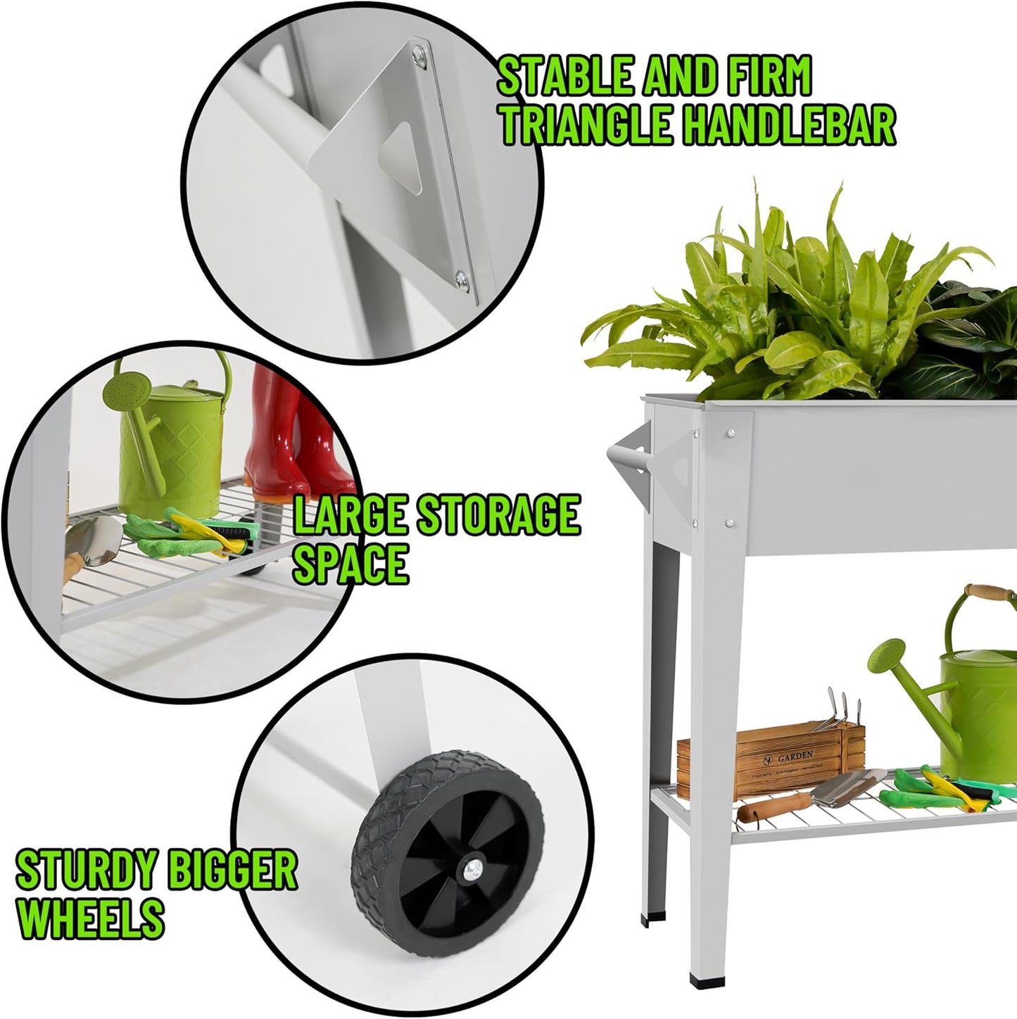 𝐑𝐚𝐢𝐬𝐞𝐝 𝐆𝐚𝐫𝐝𝐞𝐧 𝐁𝐞𝐝 𝐎𝐮𝐭𝐝𝐨𝐨𝐫 Elevate Herb Garden Planter Box Outdoor Raised Planter Box with Legs On Wheels for Vegetables Flower Tomato Patio Backyard