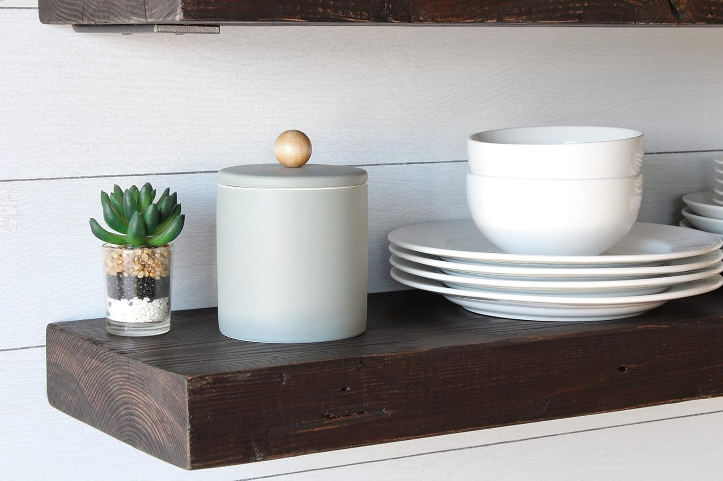 Urban Legacy Reclaimed Barn Joist Deep Floating Shelves | Deep Shelves with Low Profile Shelf Bracket with High Weight Capacity, Set of 2 (36" x 11" x 2.5", Rustic Brown)