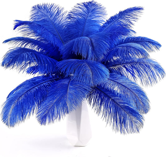 THARAHT Blue Ostrich Feathers 12pcs Natural Bulk 8-10Inch 20cm-25cm for Crafts Wedding Party Centerpieces Easter Gatsbi and Home Decoration Feathers