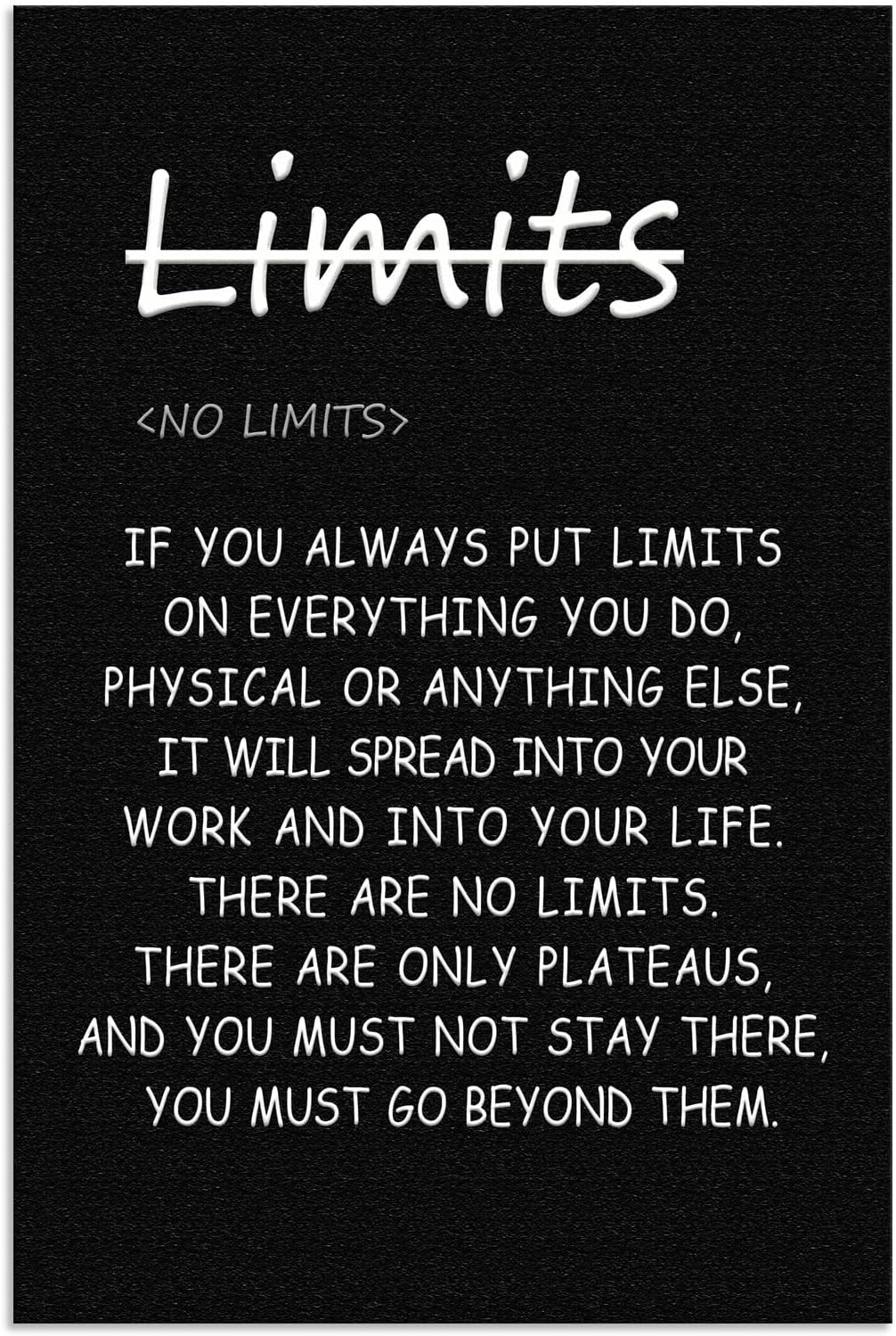 Motivational Wall Art ‘There are no limits’ from Bruce Lee's Inspirational Canvas Poster Printed Modern Artwork for Office living room Bedroom Home Decor Framed Ready to Hang [12" W X 18" H]