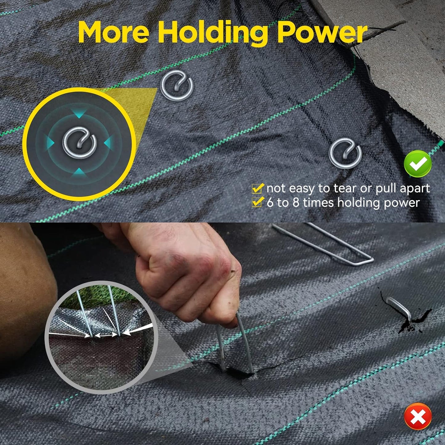 Landscape Fabric Pins, Thickened 8 Gauge Circle Top Landscape Pins, Not Easy to Bend 6 inch Galvanized Landscape Fabric Stakes, More Holding Power Than U-Shape Garden Staples (240)