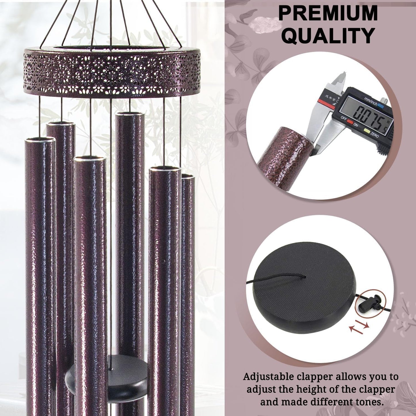 ASTARIN 48'' Large Wind Chimes - 6 Heavy Tubes, Memorial Outdoor Chimes for Garden Decor, Sympathy Gifts, Bronze