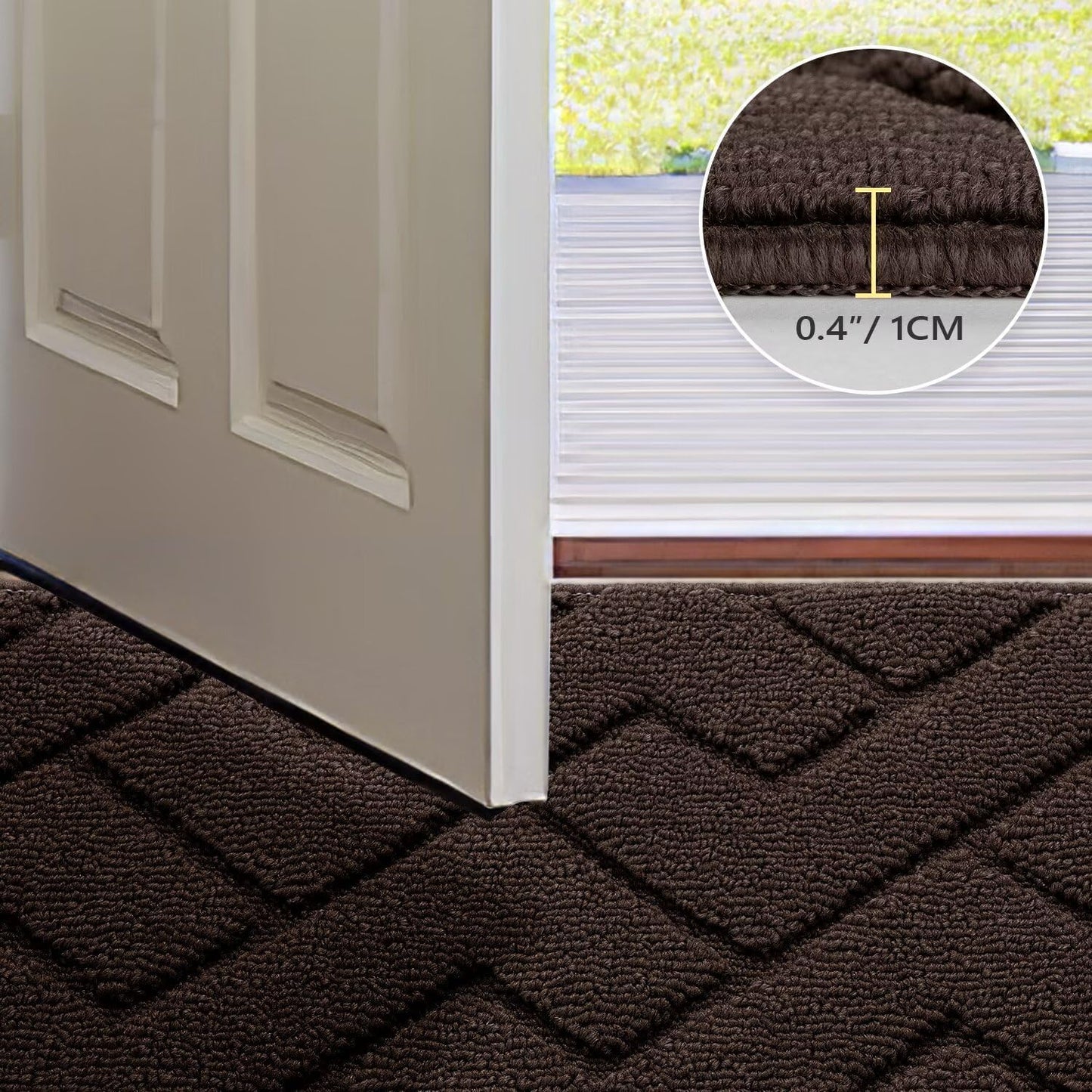 hicorfe Indoor Doormat,Front Back Door Mat Rubber Backing Non Slip Door Mats 20"x59" Absorbent Resist Dirt Entrance Doormat Inside Floor Mats Entryway Washable Low-Profile for Patio,Garden(Coffee)