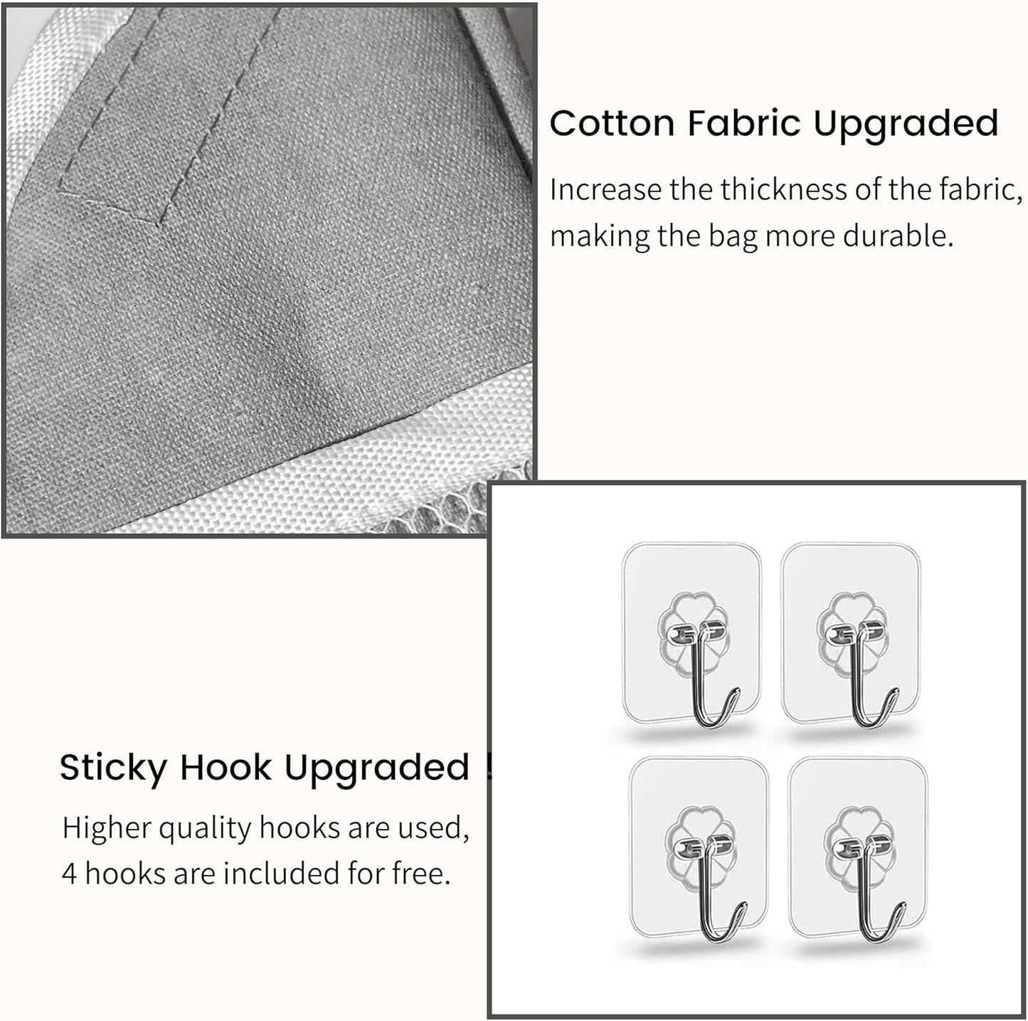 3pcs Small Wall Hanging Organizer Bag, Linen Fabric Door Hanging Storage Basket with Pockets, Waterproof Bin for Kitchen, Bedroom, Office, RV Camper (Gray)