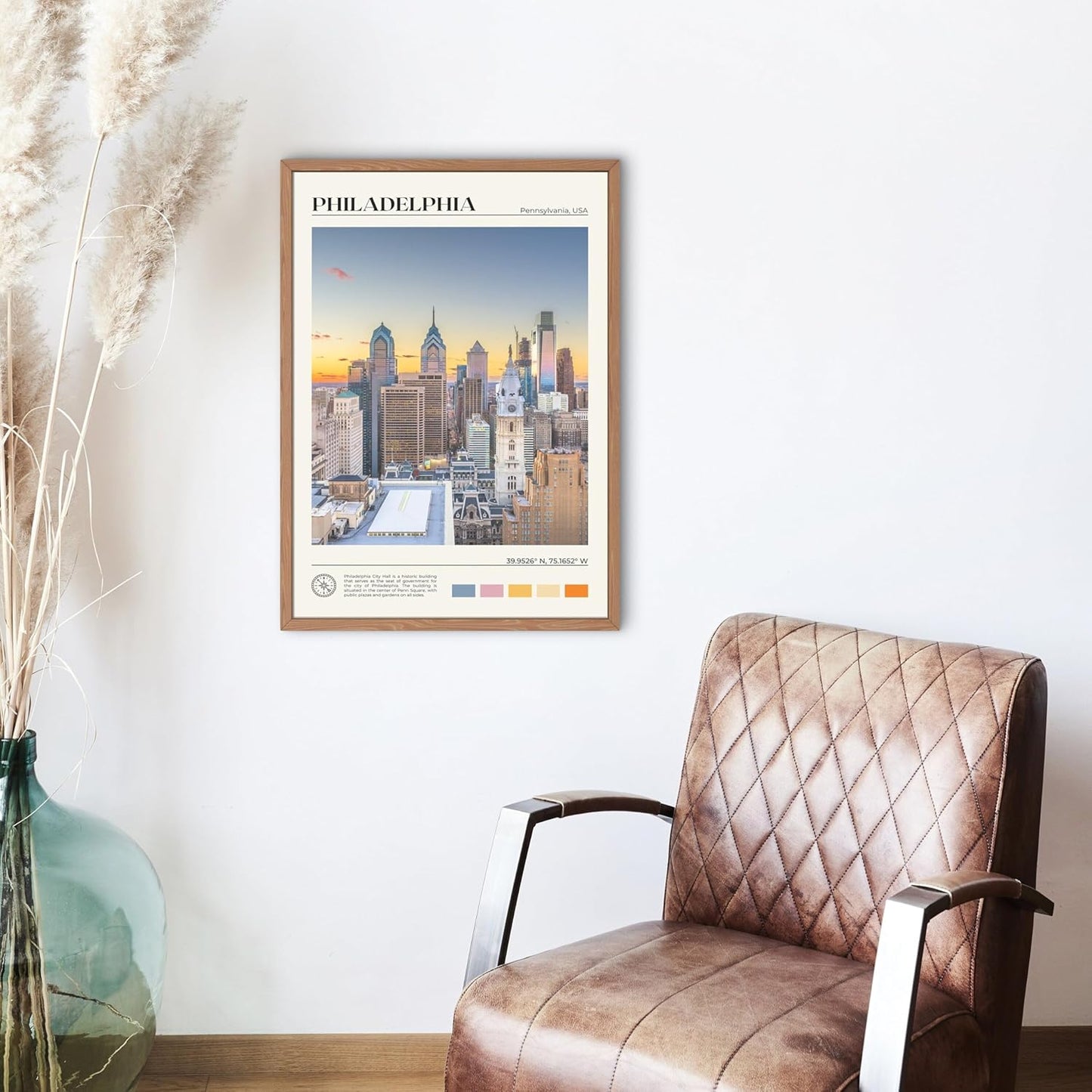 StudioUBILA Philadelphia Wall Art Poster, Decorative Cityscape Landscape Art Prints, Home Decor Wall Art Print for Bedroom Living Room Kitchen Decorations, Unframed