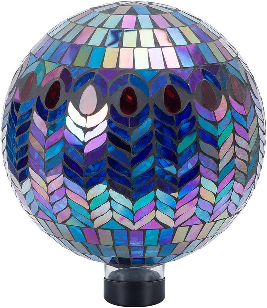 VCUTEKA Gazing Ball, Glass Mosaic Gazing Balls Sphere for Garden Lawn Outdoor Ornament Yard Decorative, 10-Inch, Purple