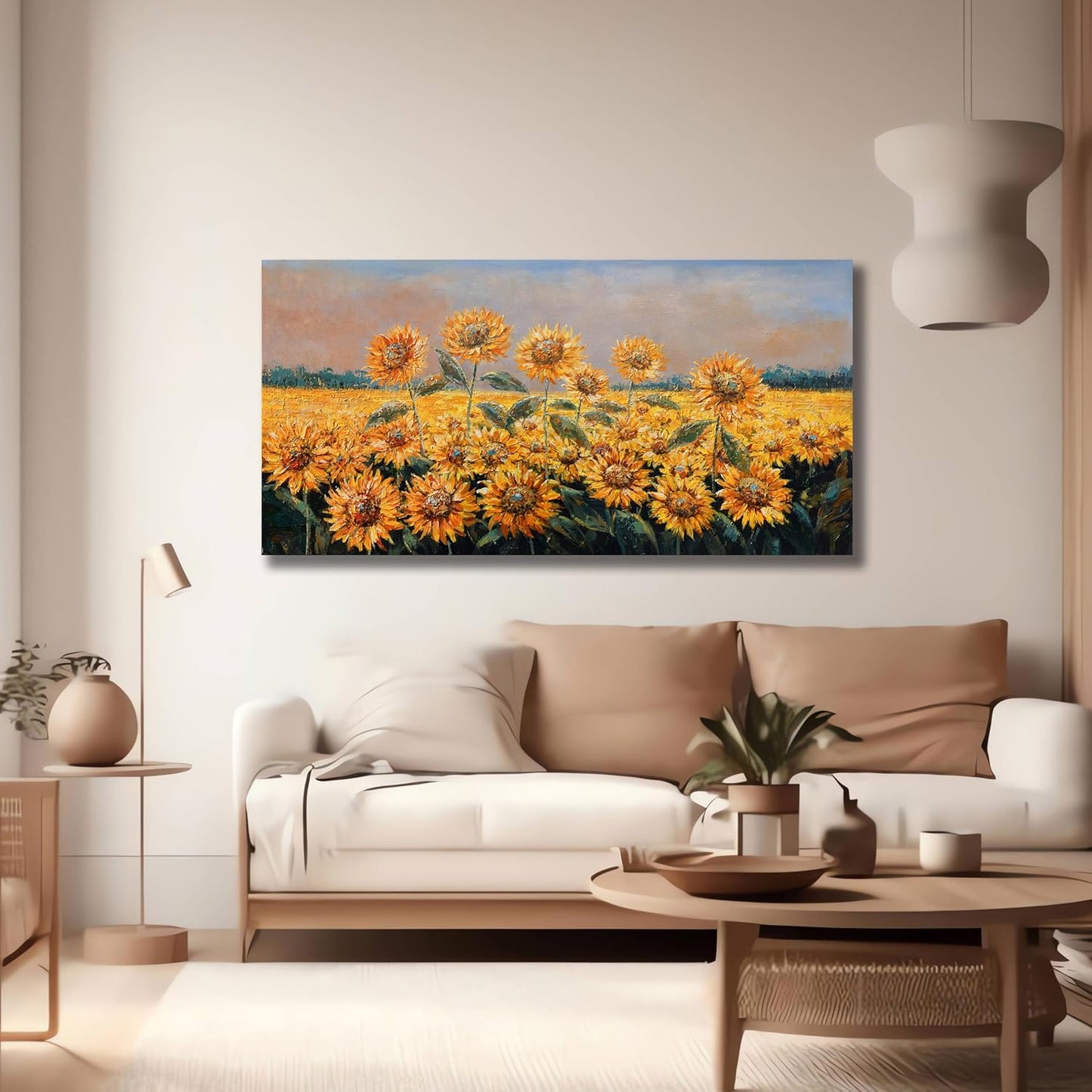 Yuaxker Sunflower Flower Wall Art Modern Yellow floral Canvas Painting Positive Trendy Wall Decor Artwork for Living Room Bedroom Dining Room Office Home Decor 24x48inch