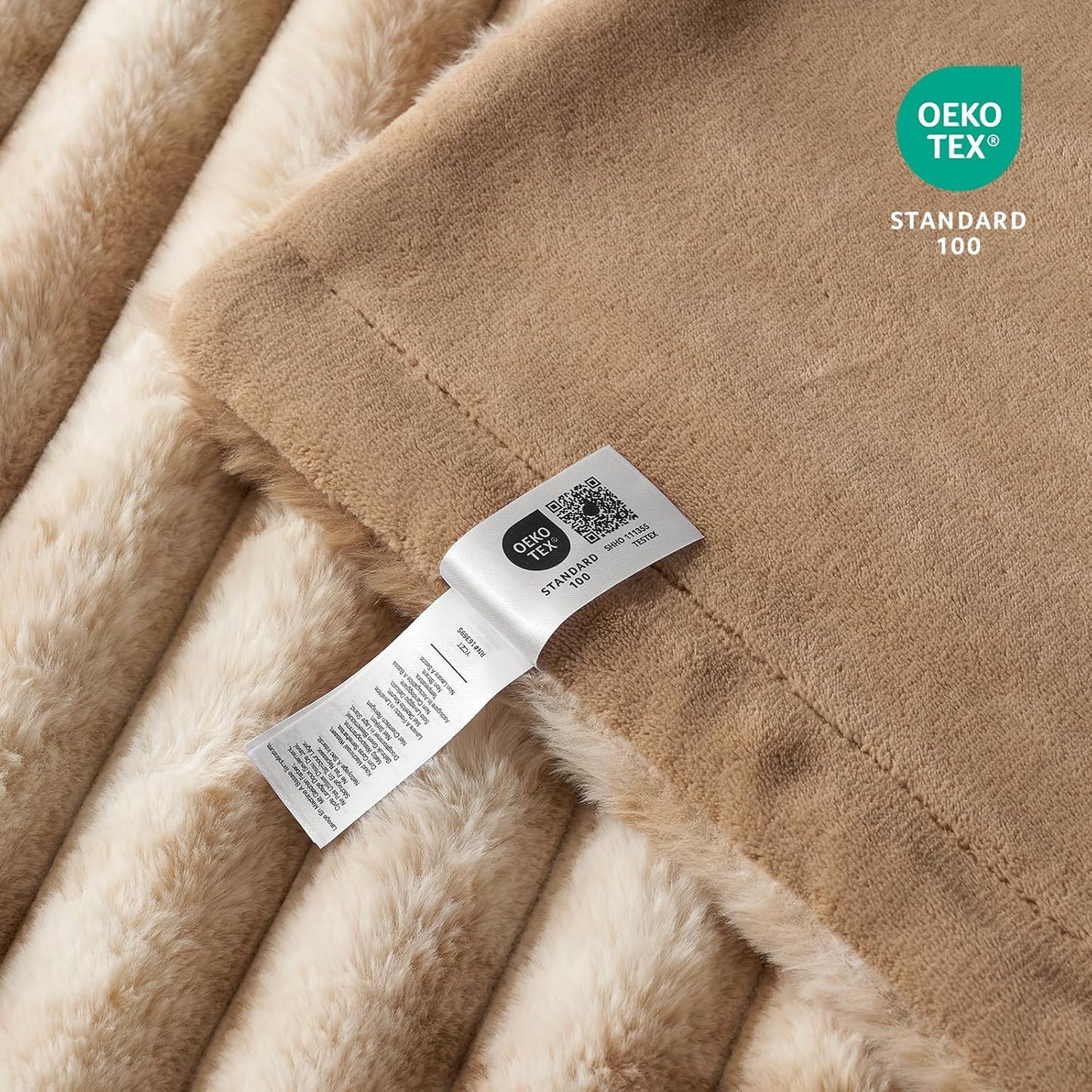 Cozy Bliss Faux Fur Throw Blanket for Couch, Cozy Warm Plush Striped Blanket for Sofa Bedroom Living Room, 60 * 80 Inches Tie-dye Kahki