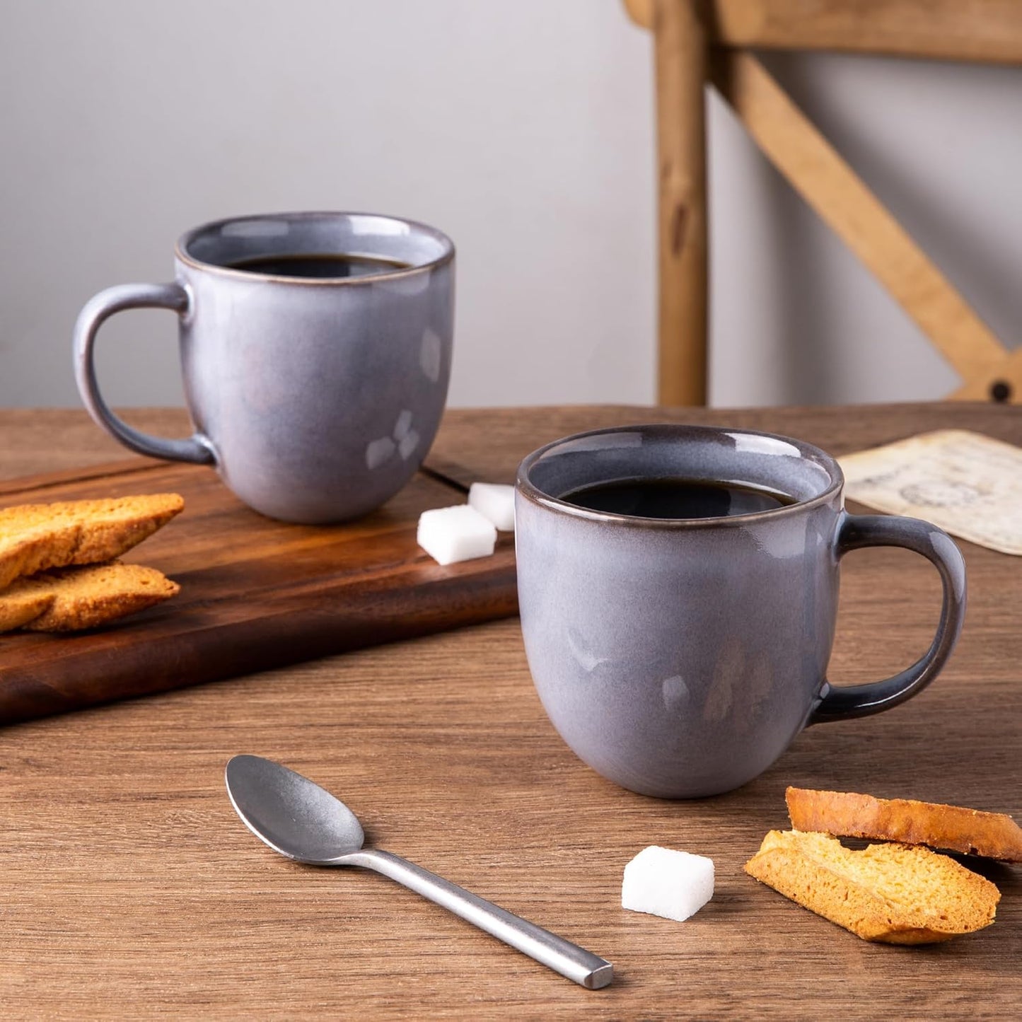 AmorArc 12oz Coffee Mugs, Ceramic Coffee Mugs set of 6 for Man, Woman, Dad, Mom, Modern Coffee Mugs with handle for Latte/Cappuccino/Milk/Cocoa. Dishwasher&Microwave Safe, Gray-Reactive Glaze