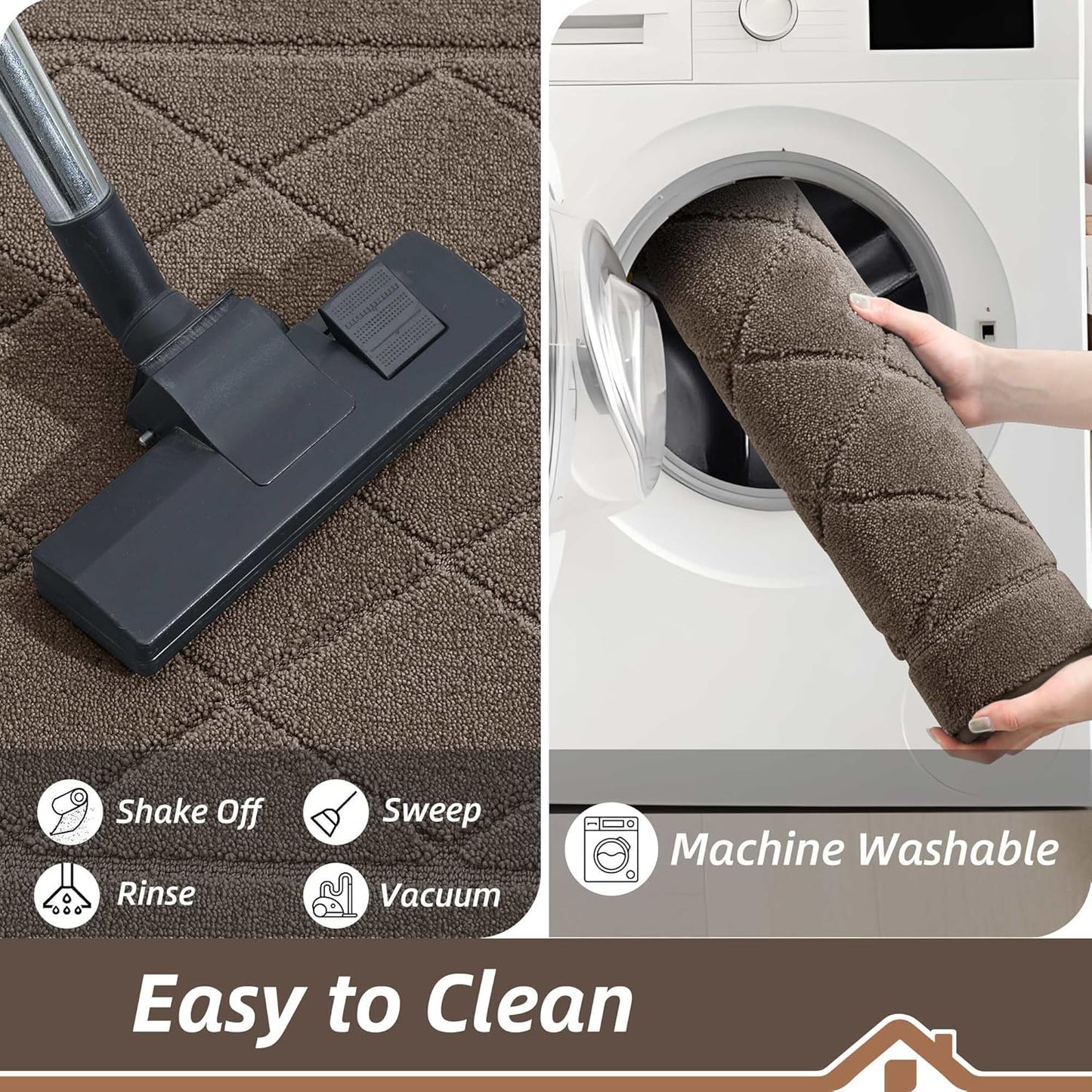 BEQHAUSE Dirt Trapper Door Mat 32" x 48", Doormat Non-Slip Entryway Rugs Washable, Dog Door Mat Stain Resistant and Absorbent Welcome Floor Mat for Front Back Door, Muddy Wet Shoes & Paws, Light Brown