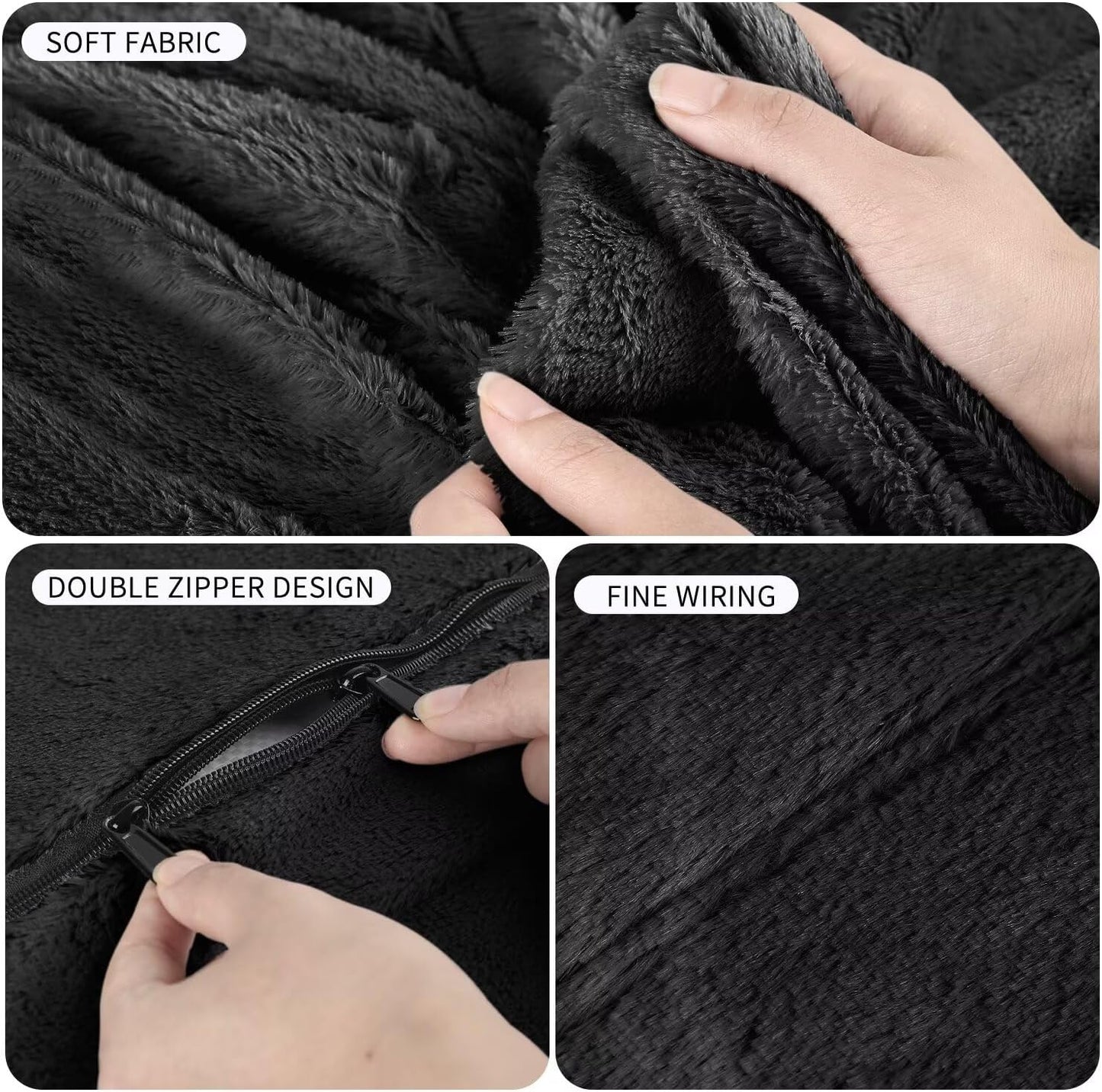 Bean Bag Chair for Adults 8FT,Soft Removable Cover for Teens/Girls Bedroom,Fluffy Giant Round Floor Beanbag Lounger Chairs (No Filler,Black)