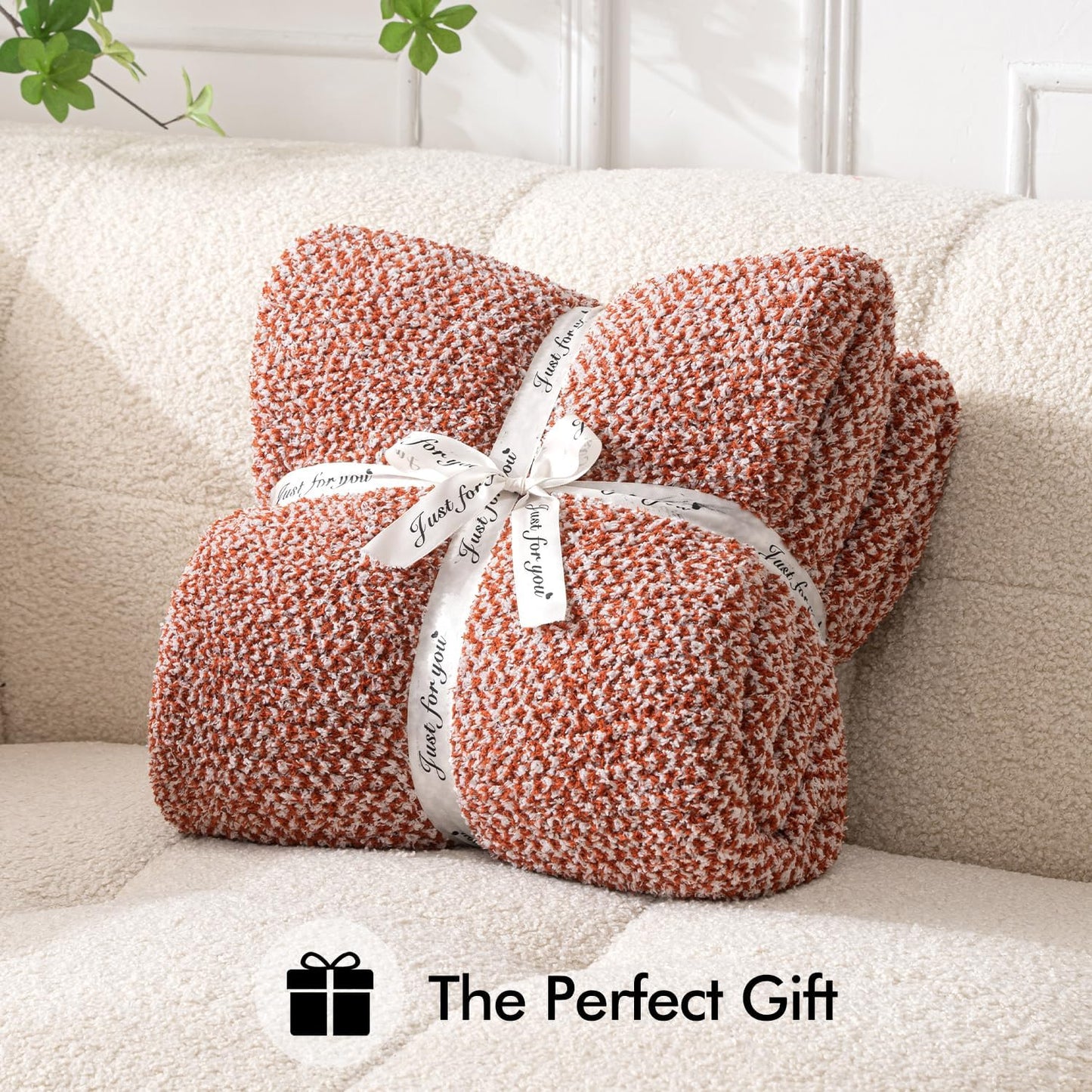 MIULEE Fall Rust Super Soft Throw Blanket for Bed, Twin Size Cozy Fluffy Warm Blankets Knit Blankets for Couch, Sofa, Chair, Living Room, Camping, Picnic, 60 x 80 inch