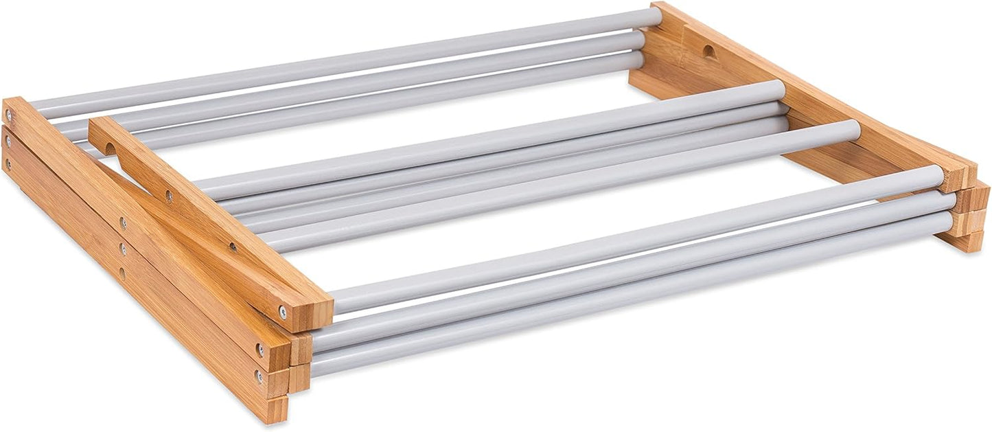 BirdRock Home Wooden Clothes Drying Rack | 3-Tier Foldable Bamboo Laundry Stand | Water-Resistant, Fully Assembled, Collapsible Indoor/Outdoor Dryer for Hanging Clothes | Grey