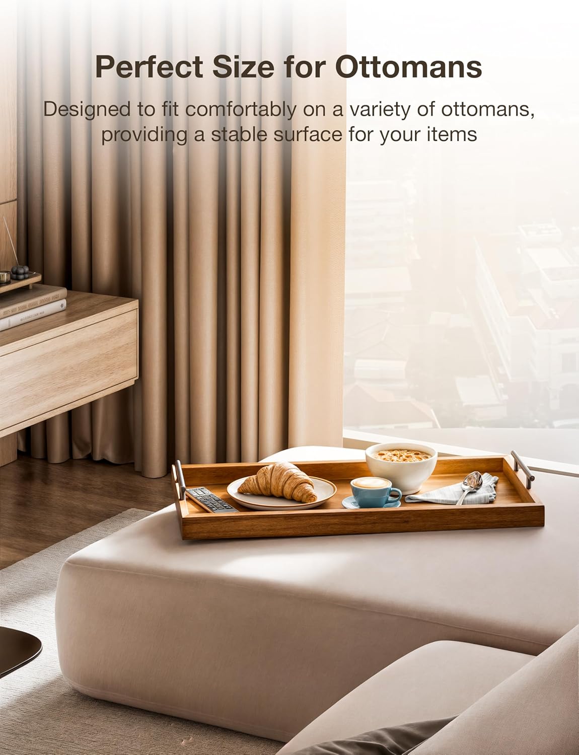 24" Large Charcuterie Tray with Handles, Extra Long Wooden Serving Cheese Boards - Serving Platter for Meat, Party Appetizers, Outdoor & Fruits Display (Acacia Wood)