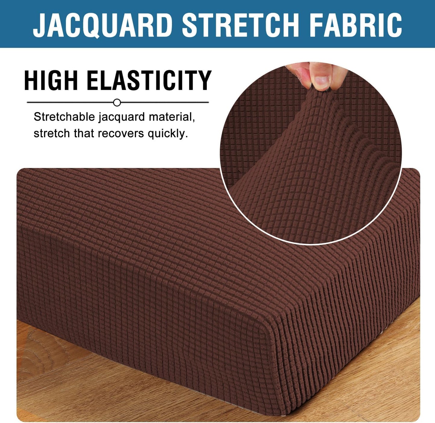 H.VERSAILTEX Super Stretch Individual Seat Cushion Covers Sofa Covers Couch Cushion Covers Slipcover Sets Thick Jacquard Textured Twill Fabric (1 Piece Chair Cushion Cover, Burnt Brick)