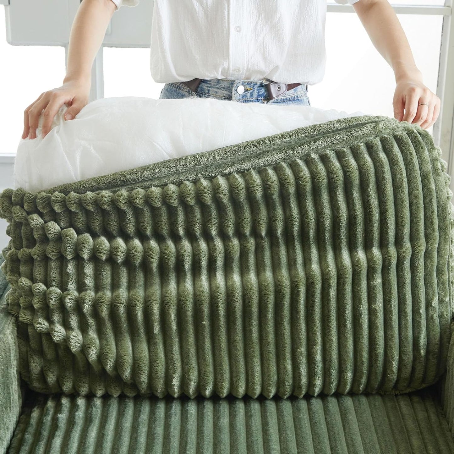 Belffin Modular Sectional Sofa with Storage Ottoman, Oversized Cloud Couch Sectional with Extra Deep Seat, Convertible L Shaped 4 Seater Sectional Couches for Living Room, Plush Corduroy Green