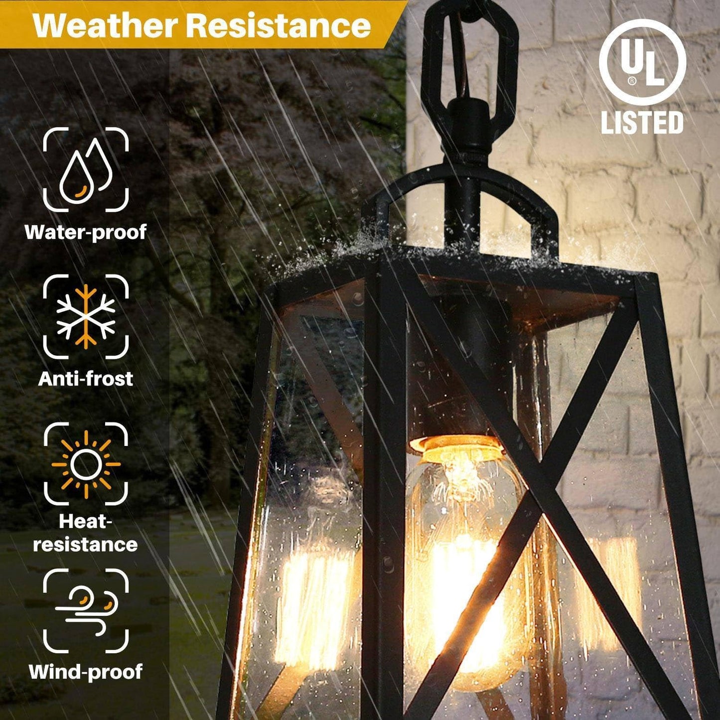 LOG BARN Outdoor Pendant Light Fixture, Farmhouse Exterior Lights, Anti-Rust Ceiling Outdoor Light with Seeded Glass, Lantern Hanging Light for Front Door, Entry, Porch, and Gazebo