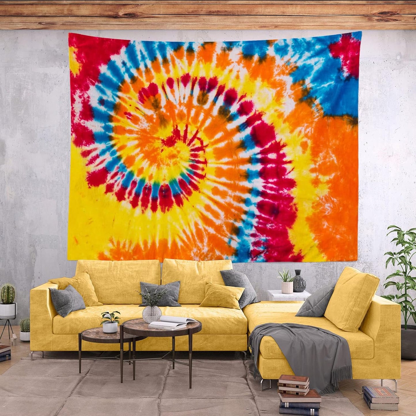 BELECO Tie Dye Tapestry Wall Hanging 70x47 Inch Colorful Spiral Tie Dye Party Decorations Watercolor Rainbow Tapestry 60s 70s Hippie Supplies Tie Dye Tapestries for Bedroom Living Room Dorm Decor