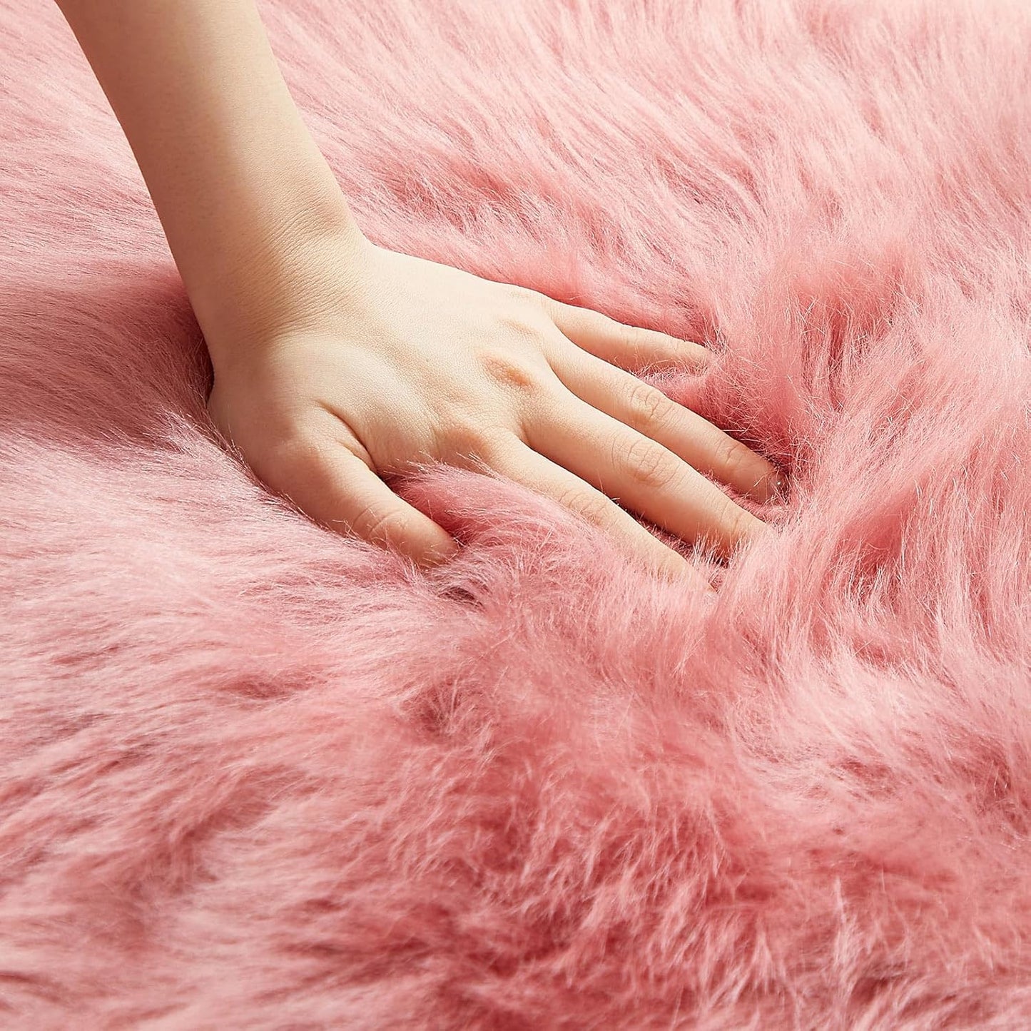 AMTOVO Faux Fur Rug, Blush Pink Area Rug, Fluffy Sheepskin Rug, Fuzzy Ultra Soft 2 x 4 ft Shag Rugs for Bedroom Sofa Throw Cushion Room Decor, Sheepskin