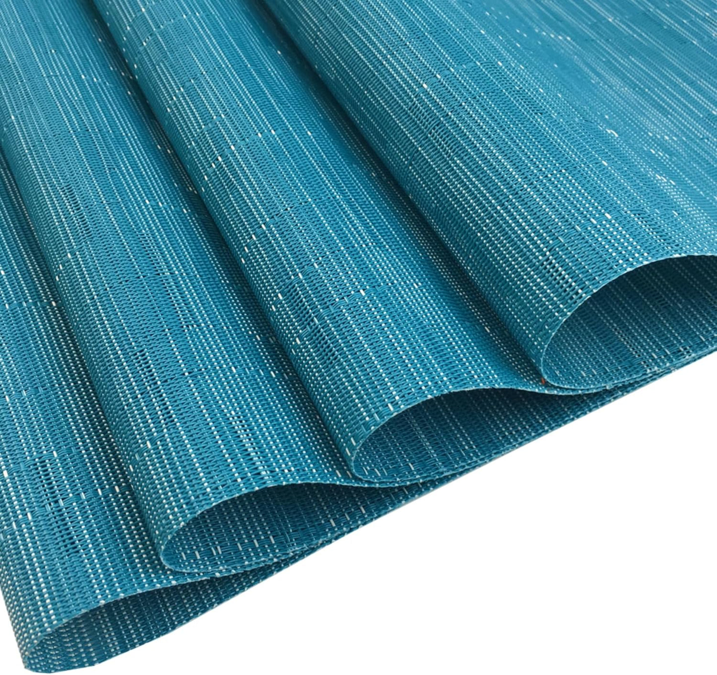 WAZAIGUR Placemats Set of 4 for Dining Table Heat-Resistant Washable Place Mats Woven Vinyl Kitchen Table Mats Easy to Clean,Blue