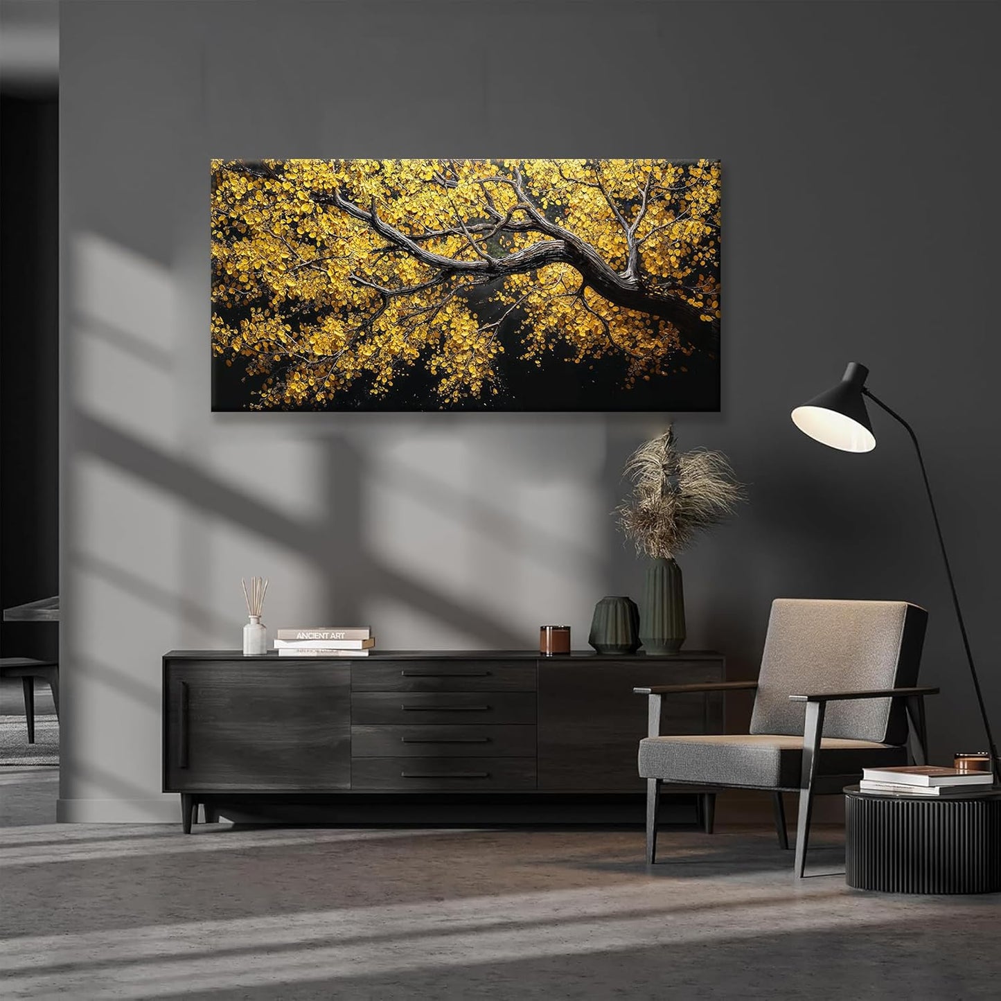 Modern Wall Art Nature Canvas Art Wall Decor Abstract Wall Decor Prints Painting Gold Tree Botanical Abstract Wall Art Picture For Bedroom Living Room Dining Room Home Office Artwork 24"×48"