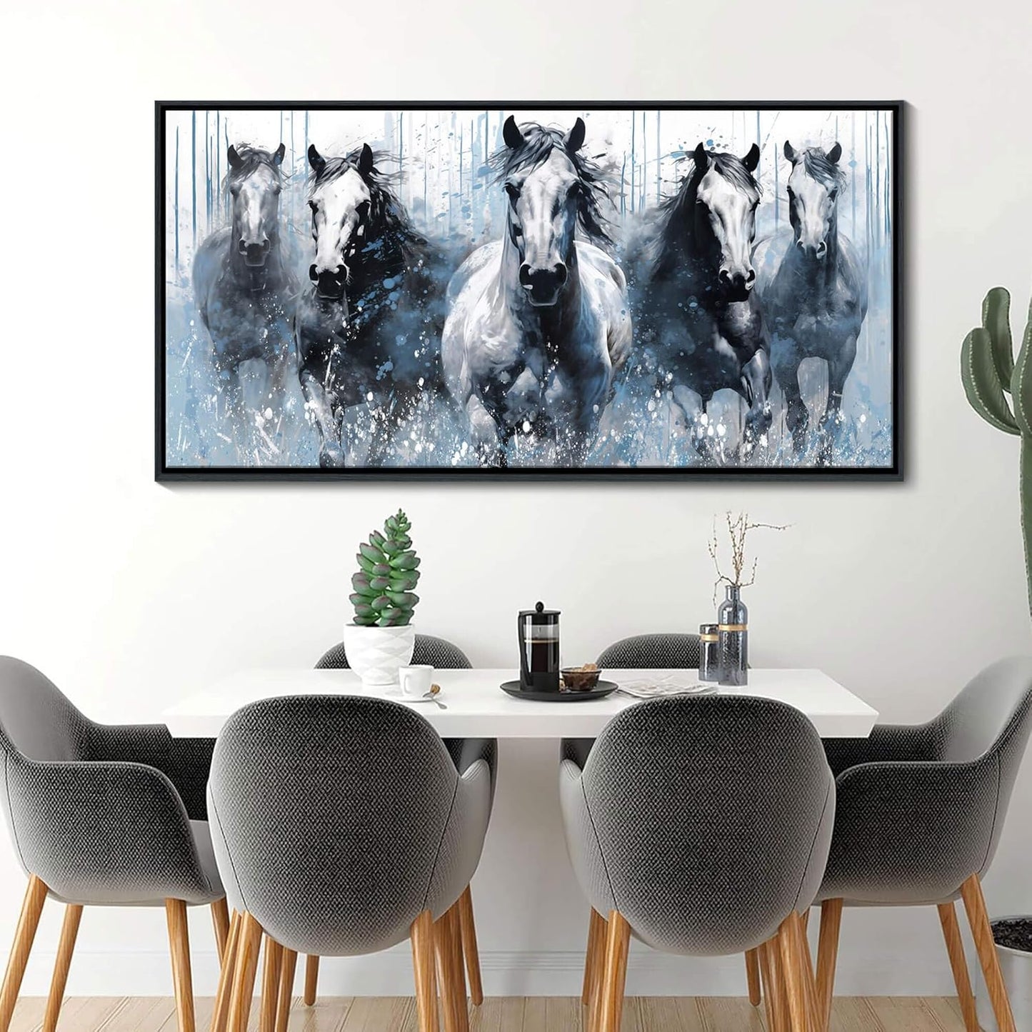 DUNHUANG ART Rustic Equine Gallop Canvas Wall Art - Stunning Horse Themed Decor for Living Room, Bedroom, Office - Horse Pictures Wall Decor 20"x40"