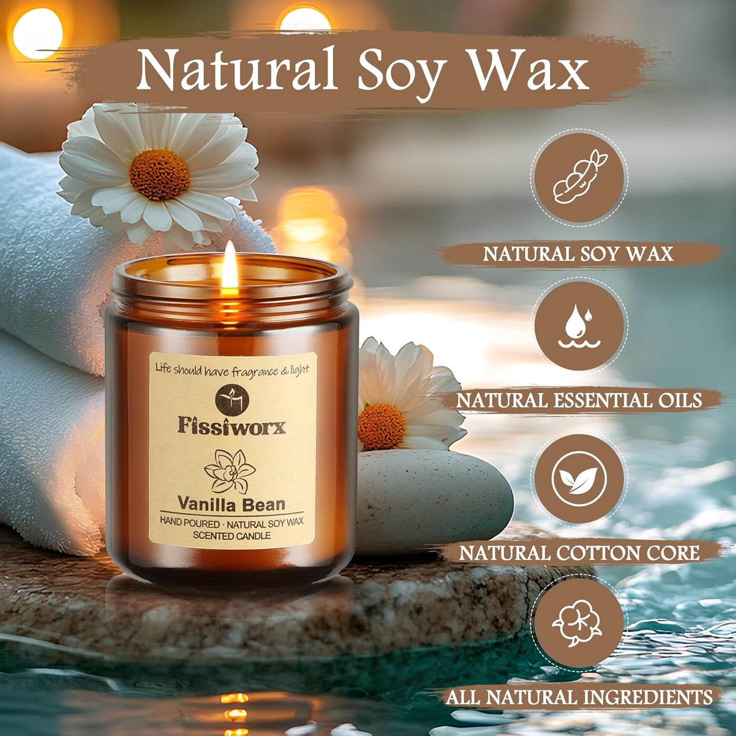 Scented Candle Set 4 Pack, Candle for Home Scented, Odor Eliminating, Stress Relief, 30oz, 220 Hours Long Lasting Soy Wax Gift Set for Women