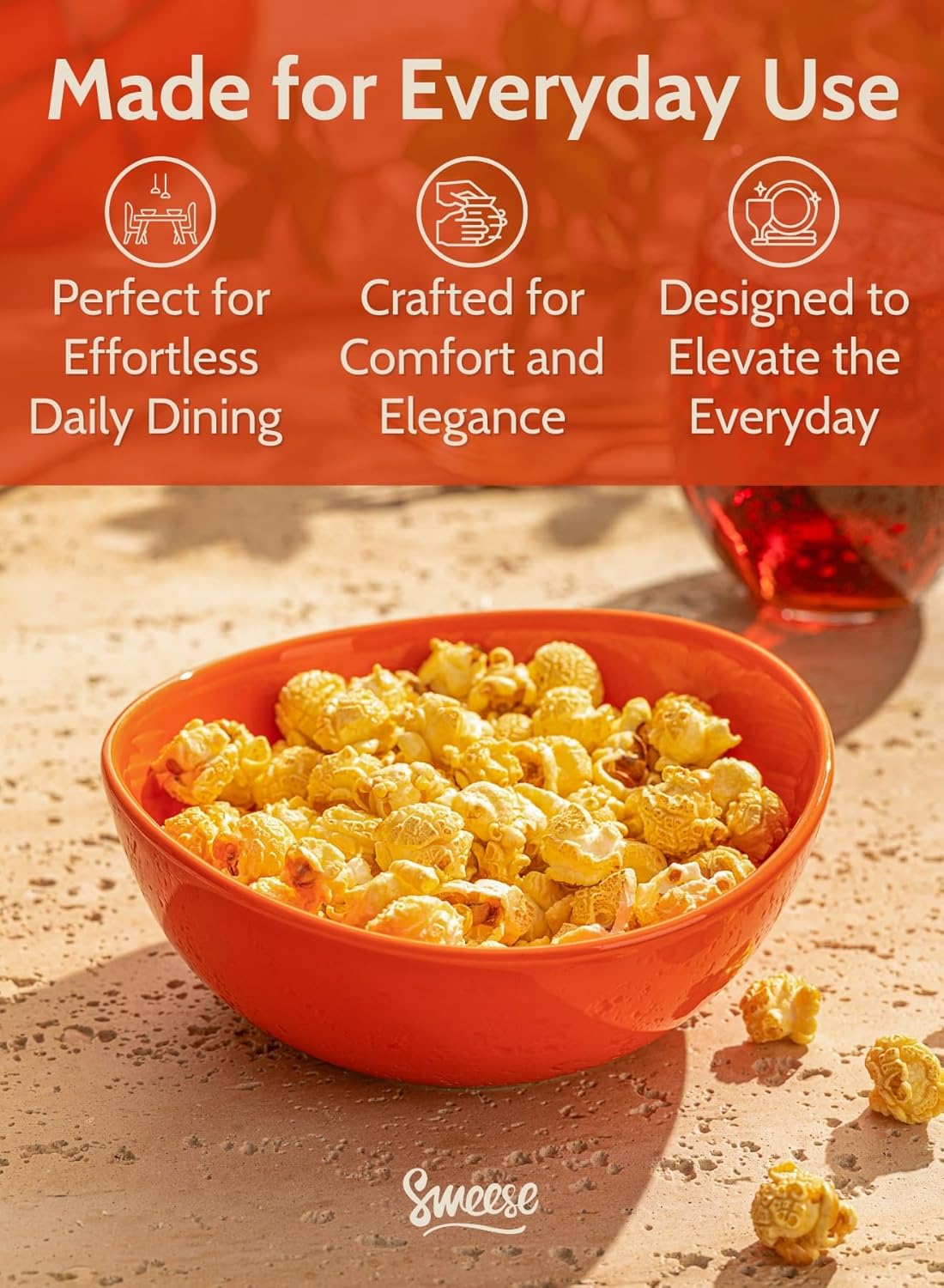 Sweese porcelain bowls 18 oz set of 6 - versatile for soup, cereal, fruit, rice - microwave dishwasher safe, oven proof vibrant mixed colors