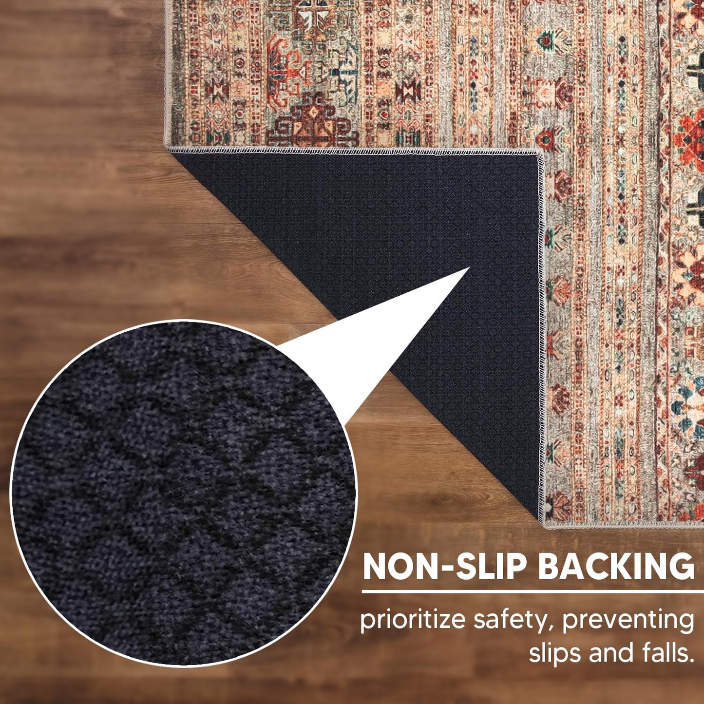 Keen Home Design 4x6 Rug - Machine Washable Area Rug with Non-Slip Backing, Ideal for Living Room, Dining Room, Bedroom - Vintage, Easy Clean, Durable, Low Pile Rug - (4' x 6')