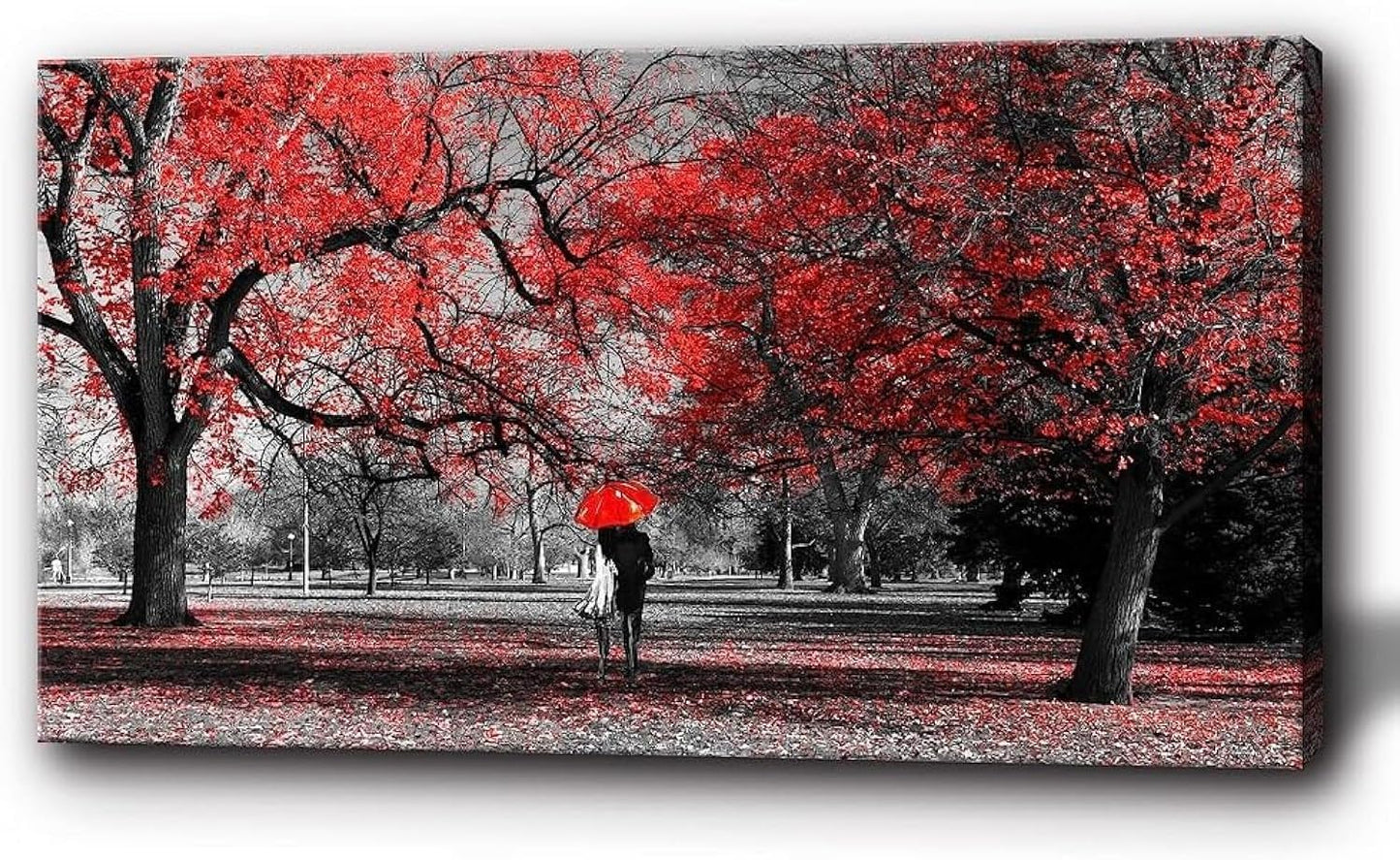 Bamdeya Wall Art Living Room Black White Wall Art Tree Red Wall Decor Natural Scenery Canvas Prints Art Forest Posters Painting Landscape Artwork for Wall Decorations Roon Decor Framed-20x40inches
