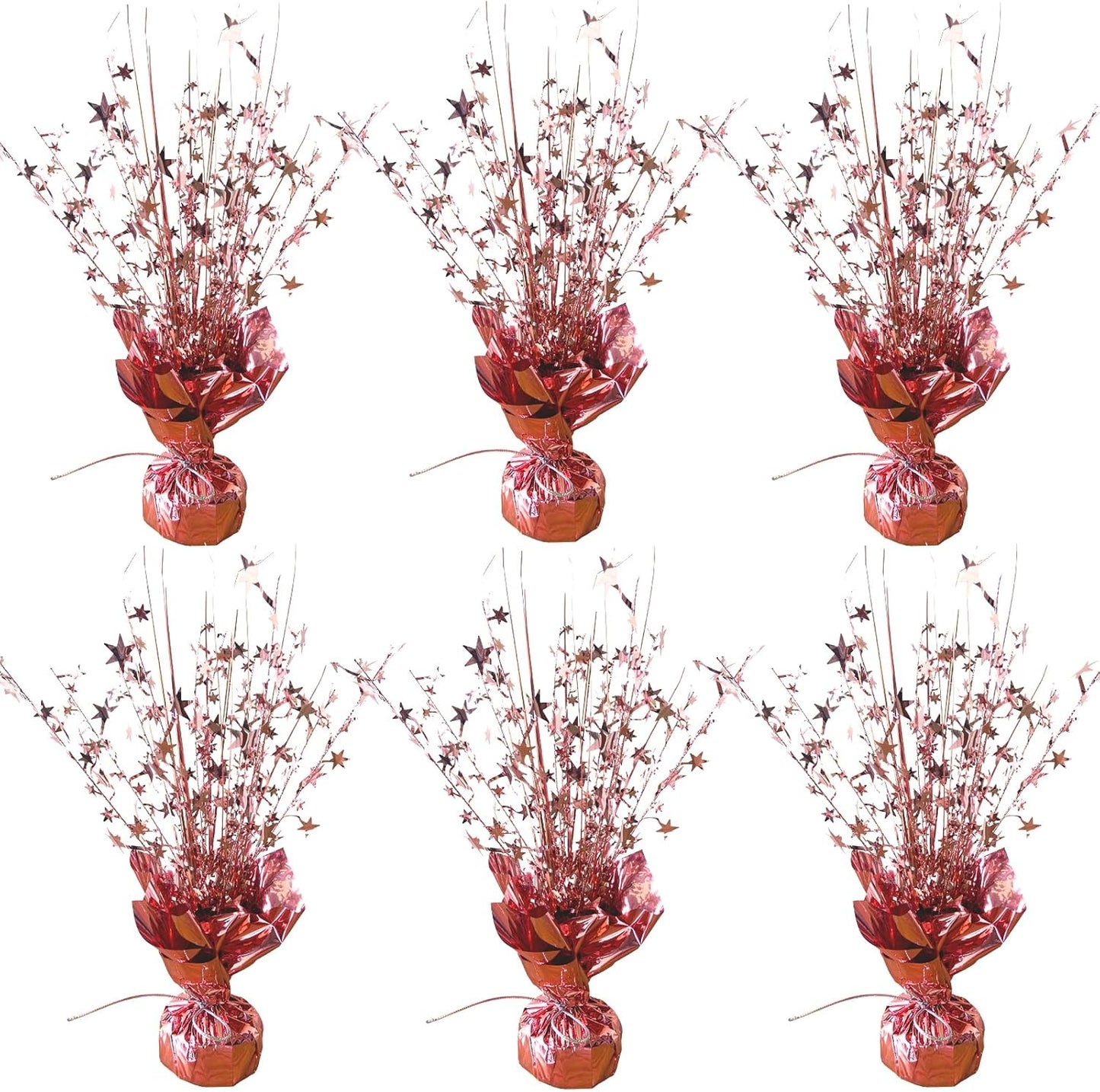 6 Pack Metallic Foil Spray Centerpiece Star Table Decoration Burst Table Centerpieces for Birthday Wedding Anniversary Graduation Holiday Party Supplies Decor, Rose Gold